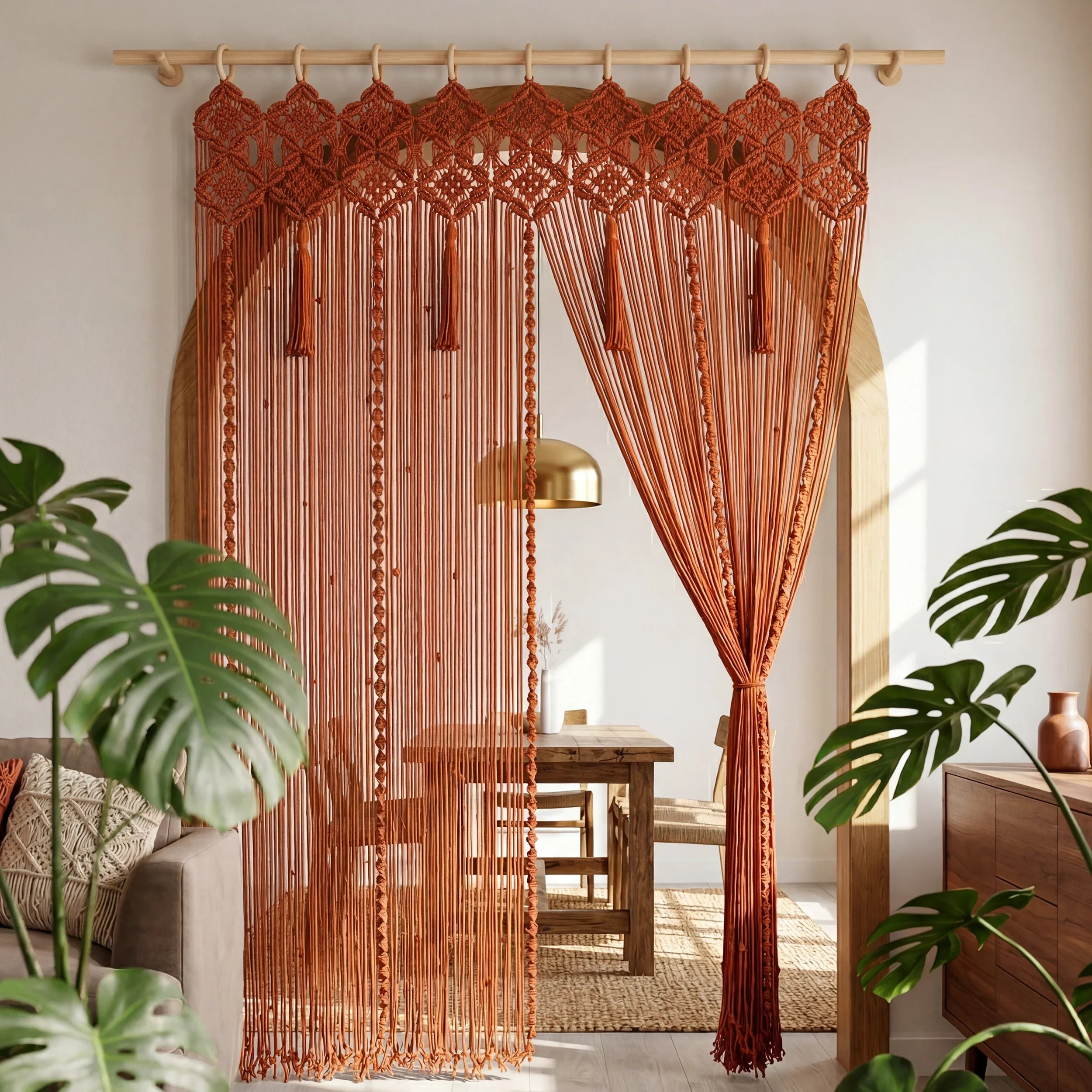 Grand scale terracotta arch doorway curtain
