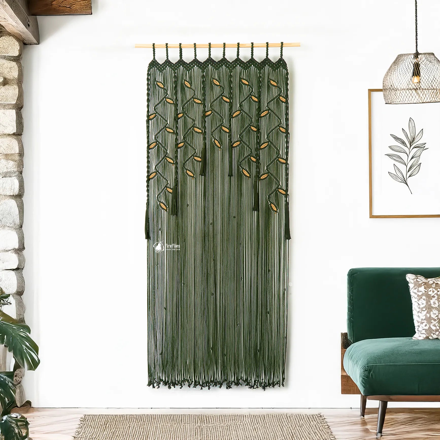 Translation missing: en.large macrame curtains for door, space divider, and entry hallway: Macrame Door Curtains