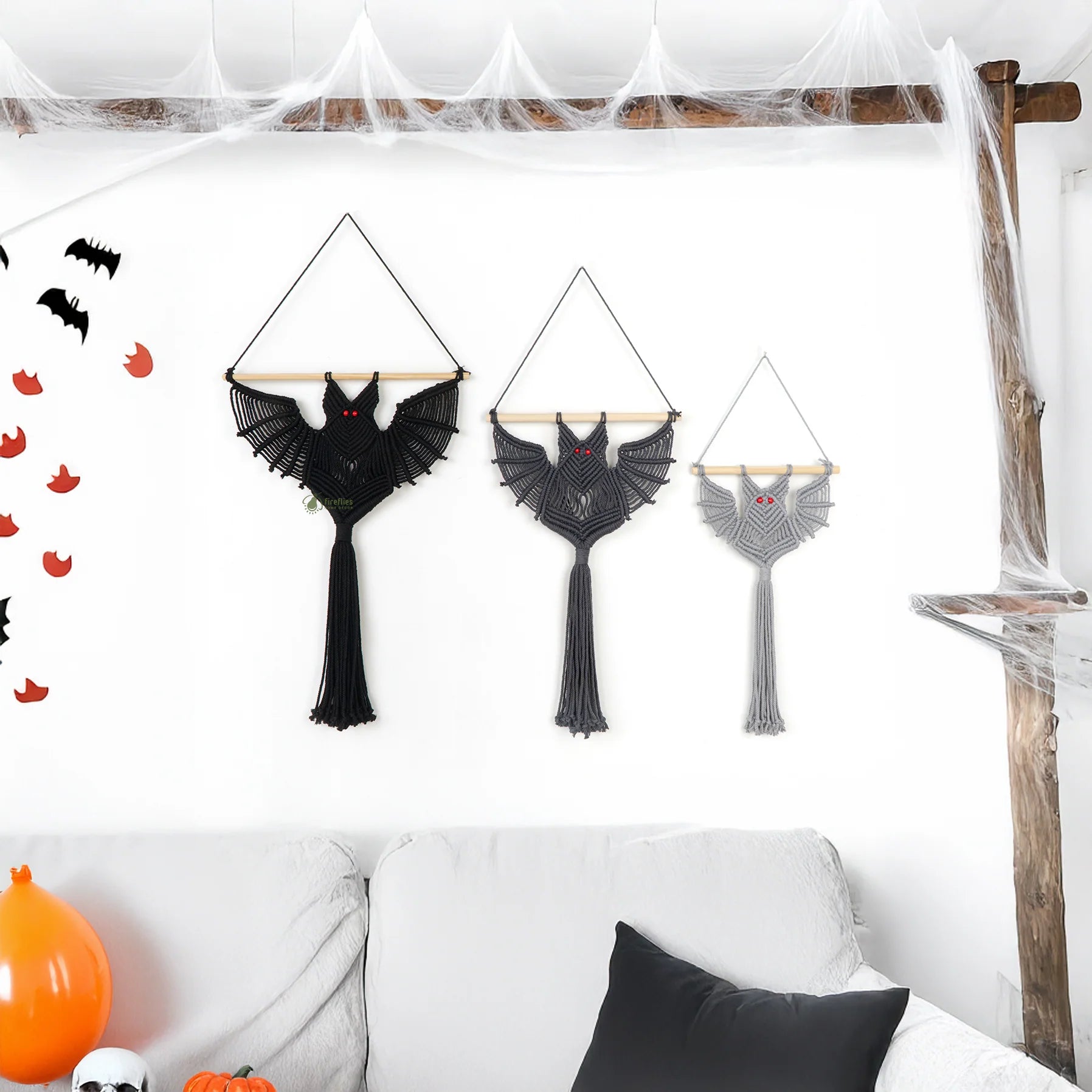 Translation missing: en.Macrame bat halloween wall hangings for Gothic spooky season decoration: Macrame Halloween Decor