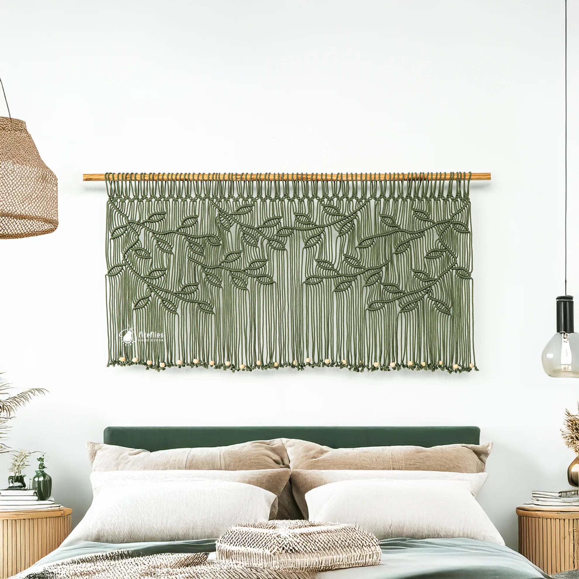 Translation missing: en.Macrame curtain hanging, ideal for modern or rustic decor : Macrame Window Curtains