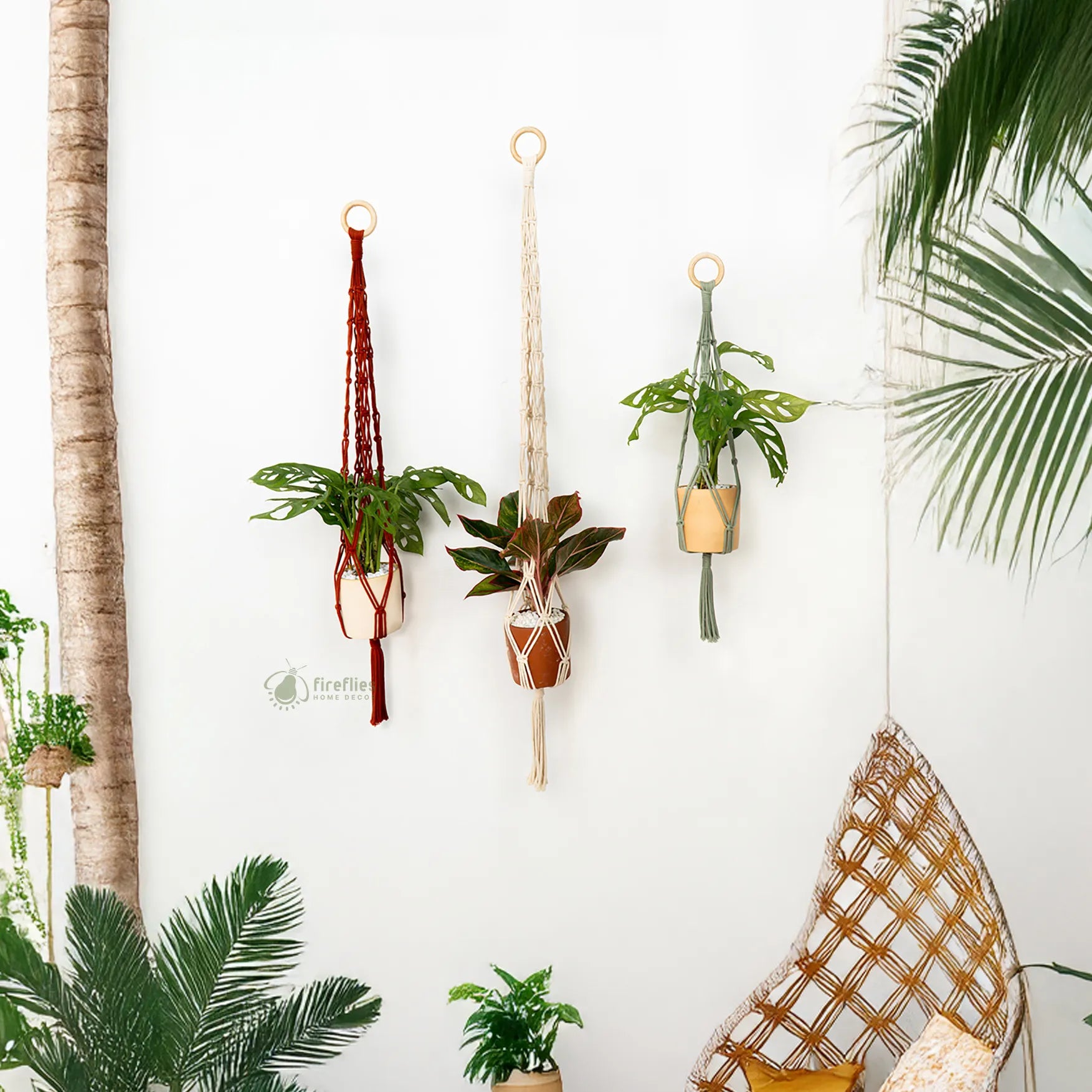 Translation missing: en.macrame plant pot holder made in different sizes and colors for boho home decor and organization : Macrame Plant Holders