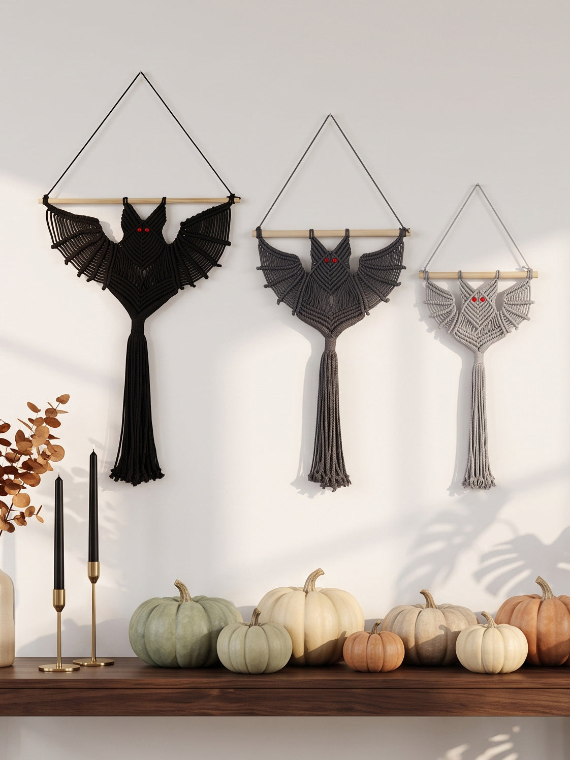 Macrame Halloween Bat Wall Hanging