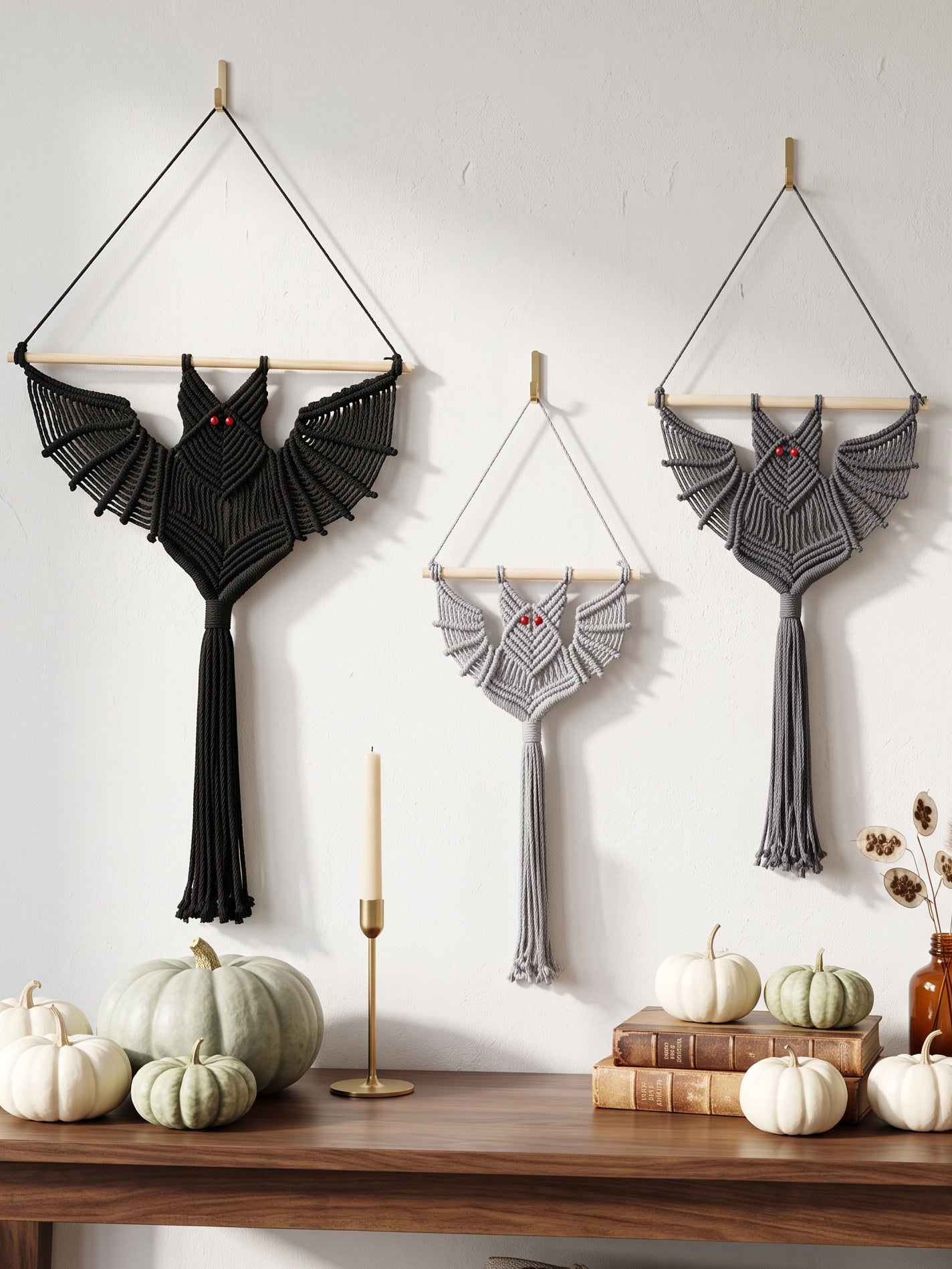 Macrame Halloween Bat Wall Hanging