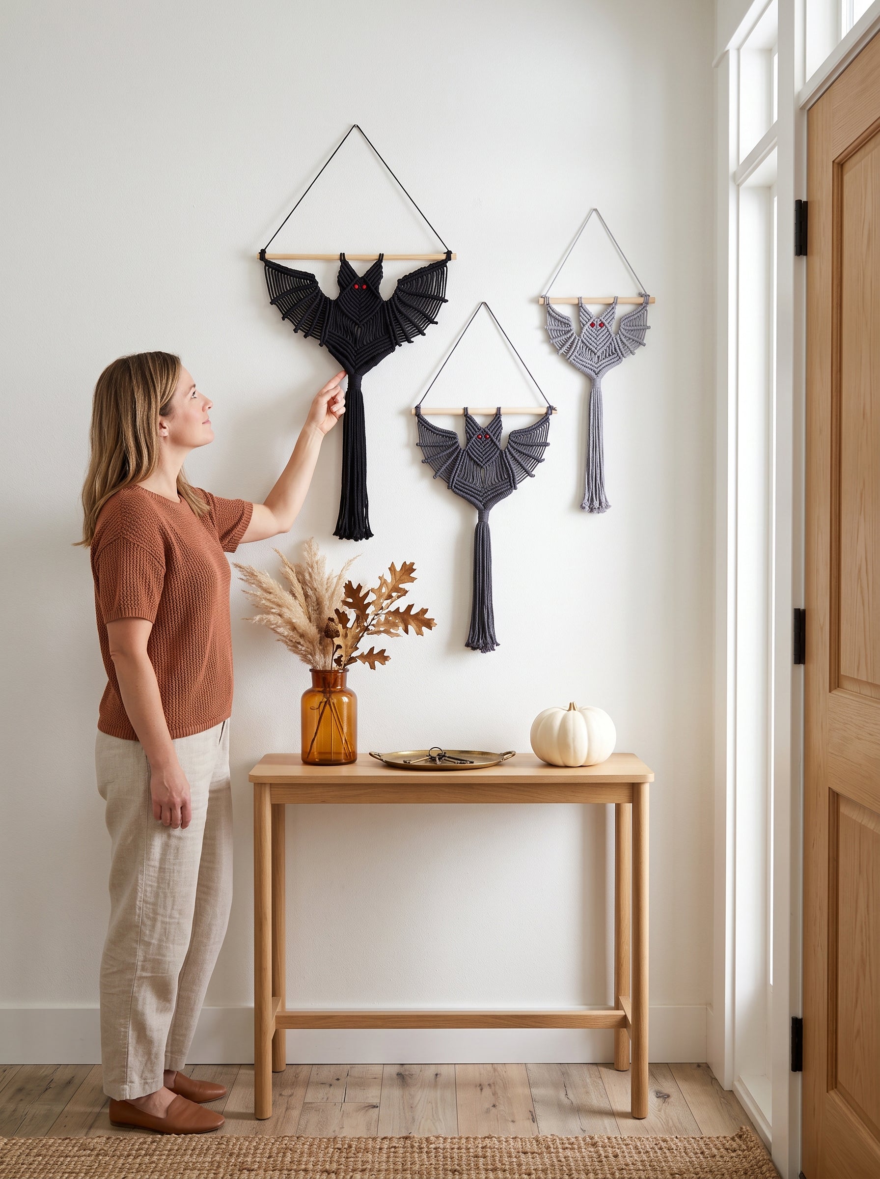Macrame Halloween Bat Wall Hanging