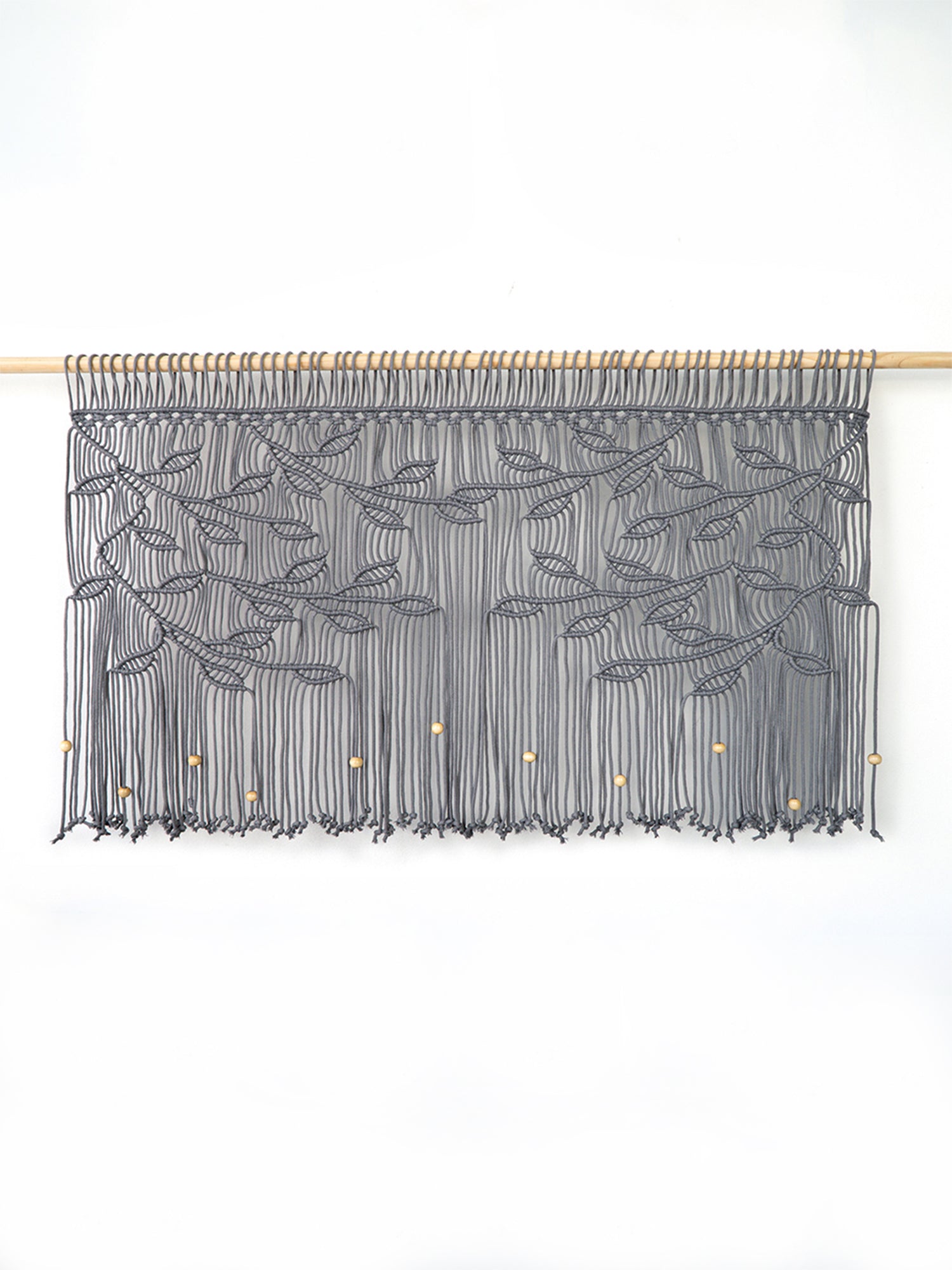 Arcana Grey Macrame Leaf Window Curtain