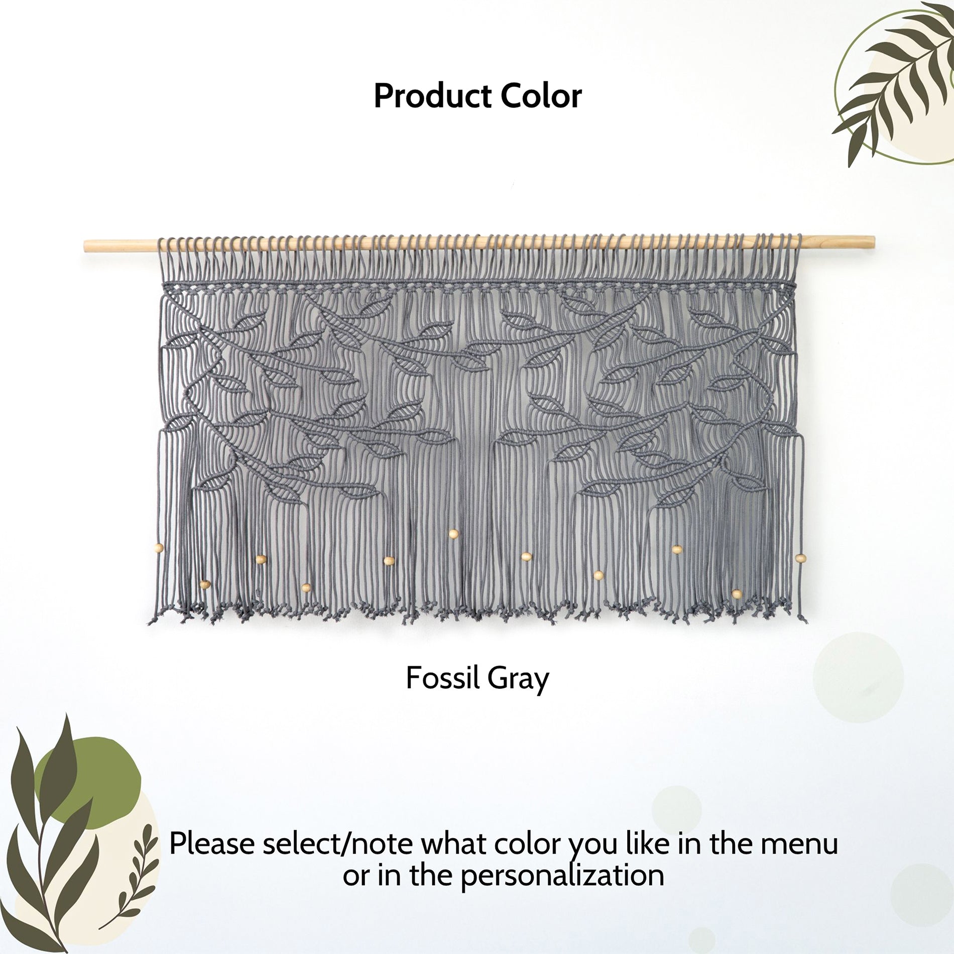 Contemporary minimalist macrame headboard in fossil grey, perfect for an industrial bedroom.