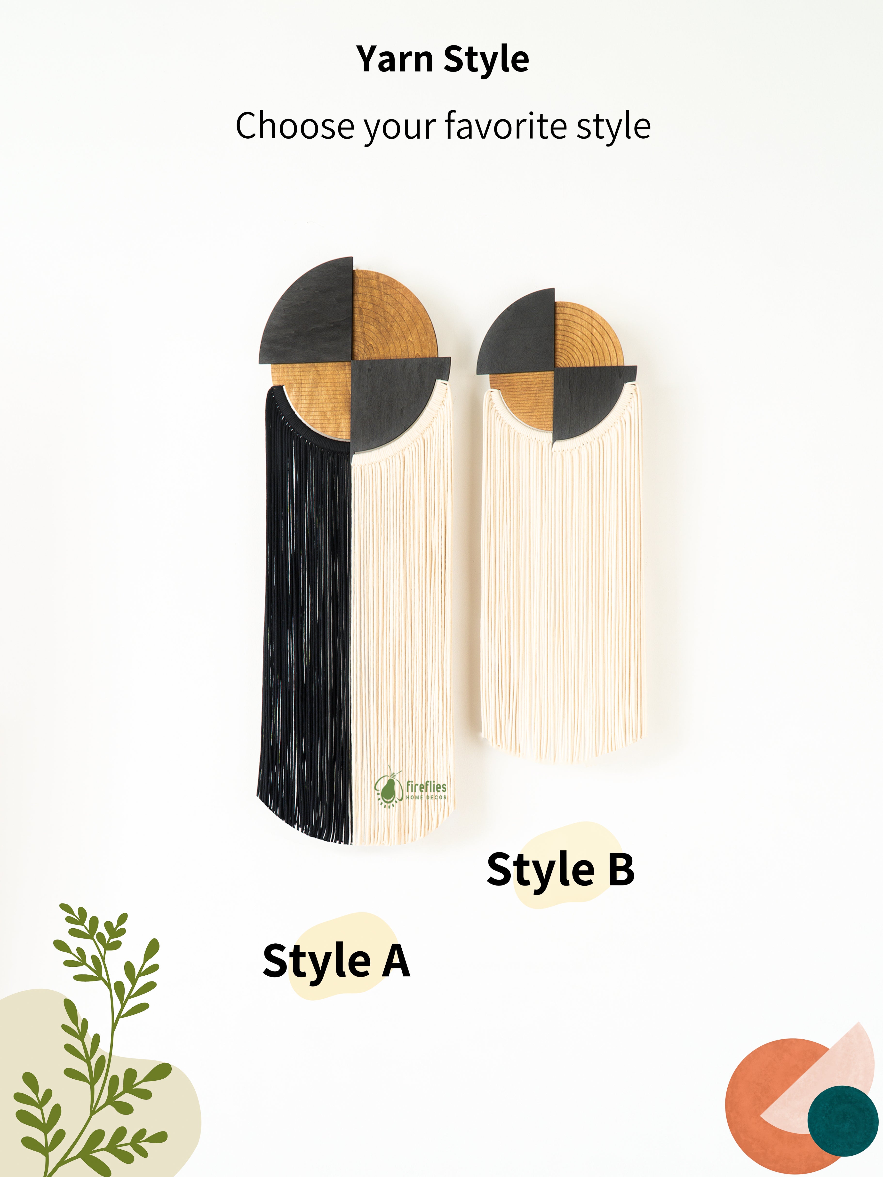 Two yarn styles labeled A and B with a neutral background