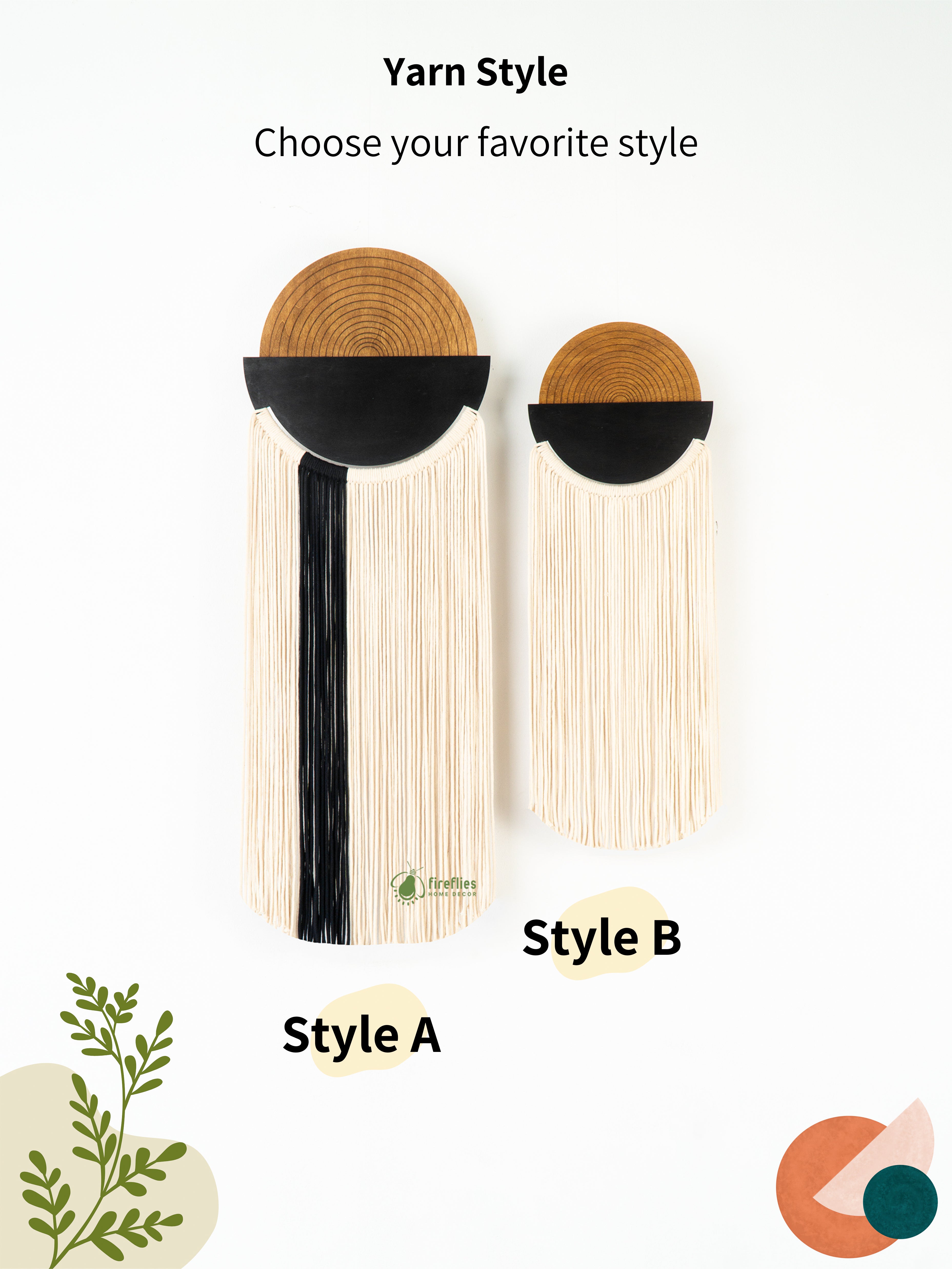 Two yarn styles labeled A and B on a white background