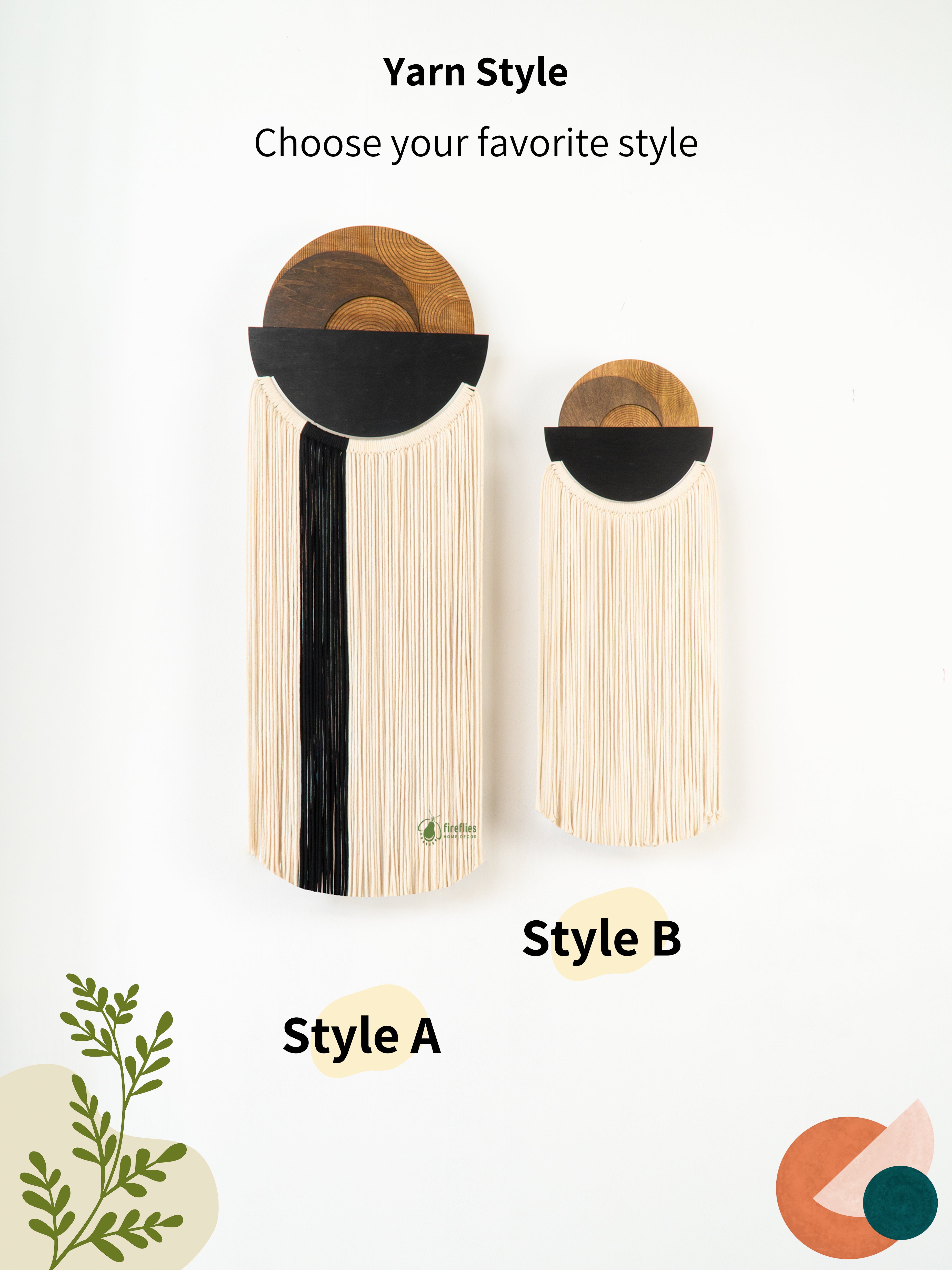 Two yarn packages labeled Style A and Style B on a white background