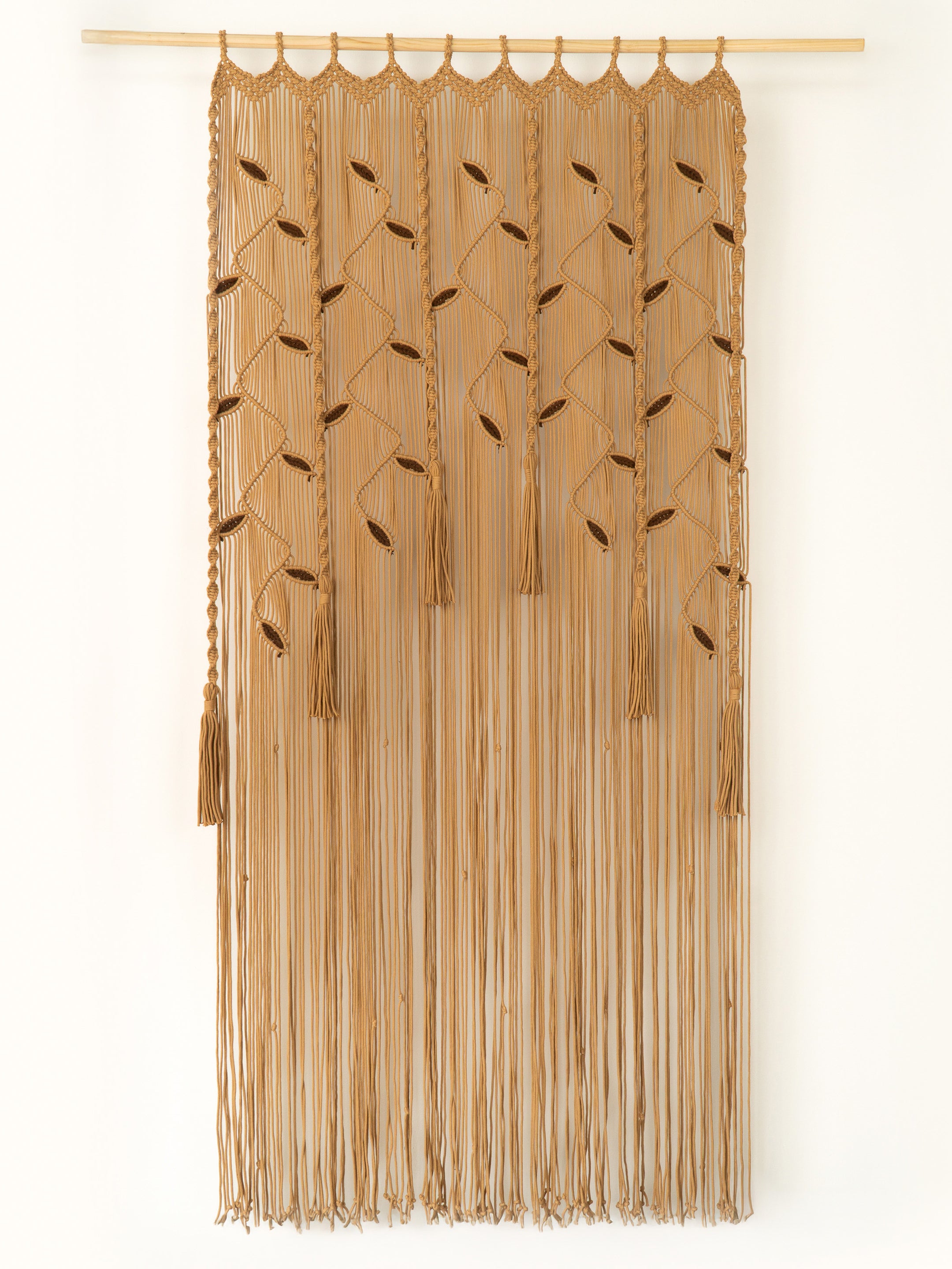 Clay Latte Macrame Leaf Door Curtain Tassels