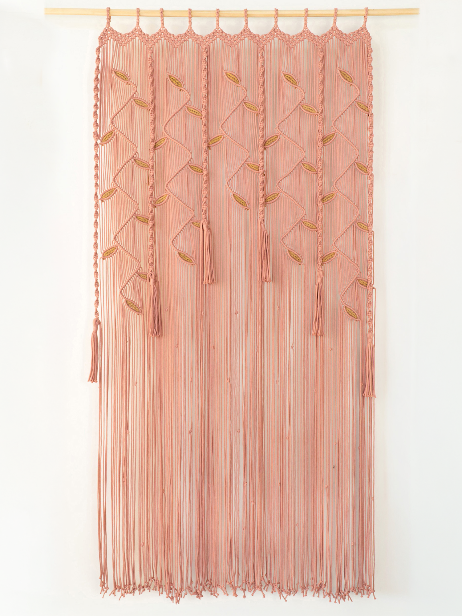 Clay Pink Macrame Leaf Door Curtain Tassels