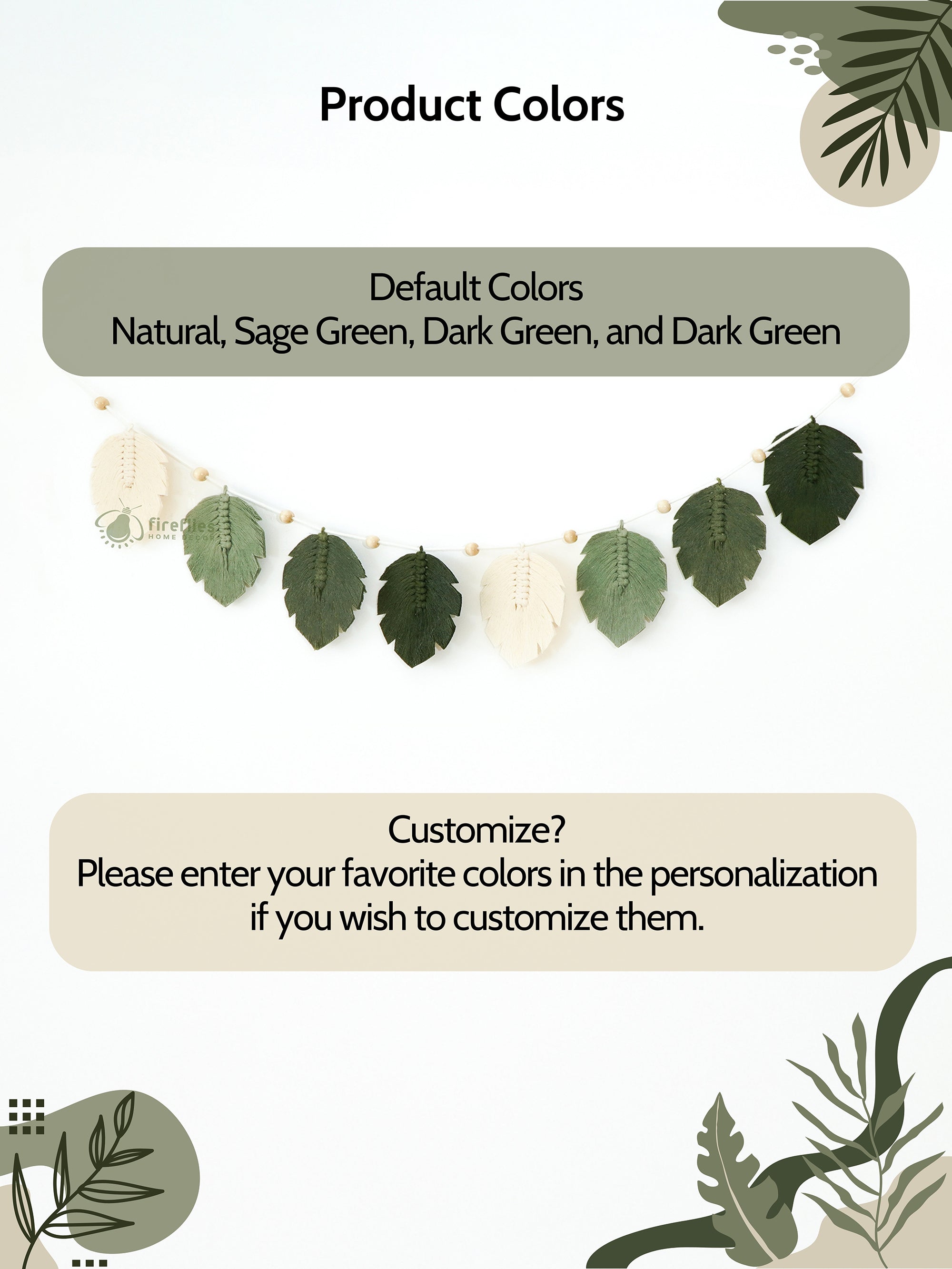 Laurel Monstera Macrame Leaf Bunting Garland