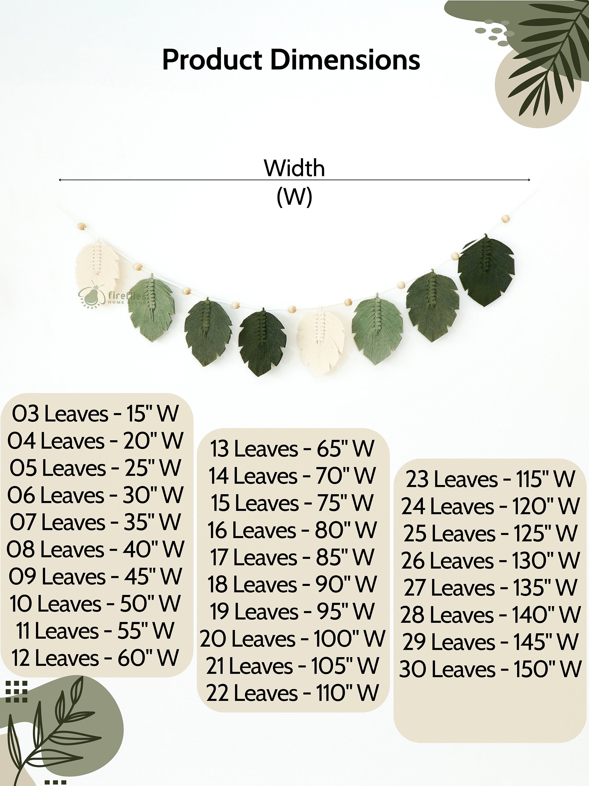 Laurel Monstera Macrame Leaf Bunting Garland