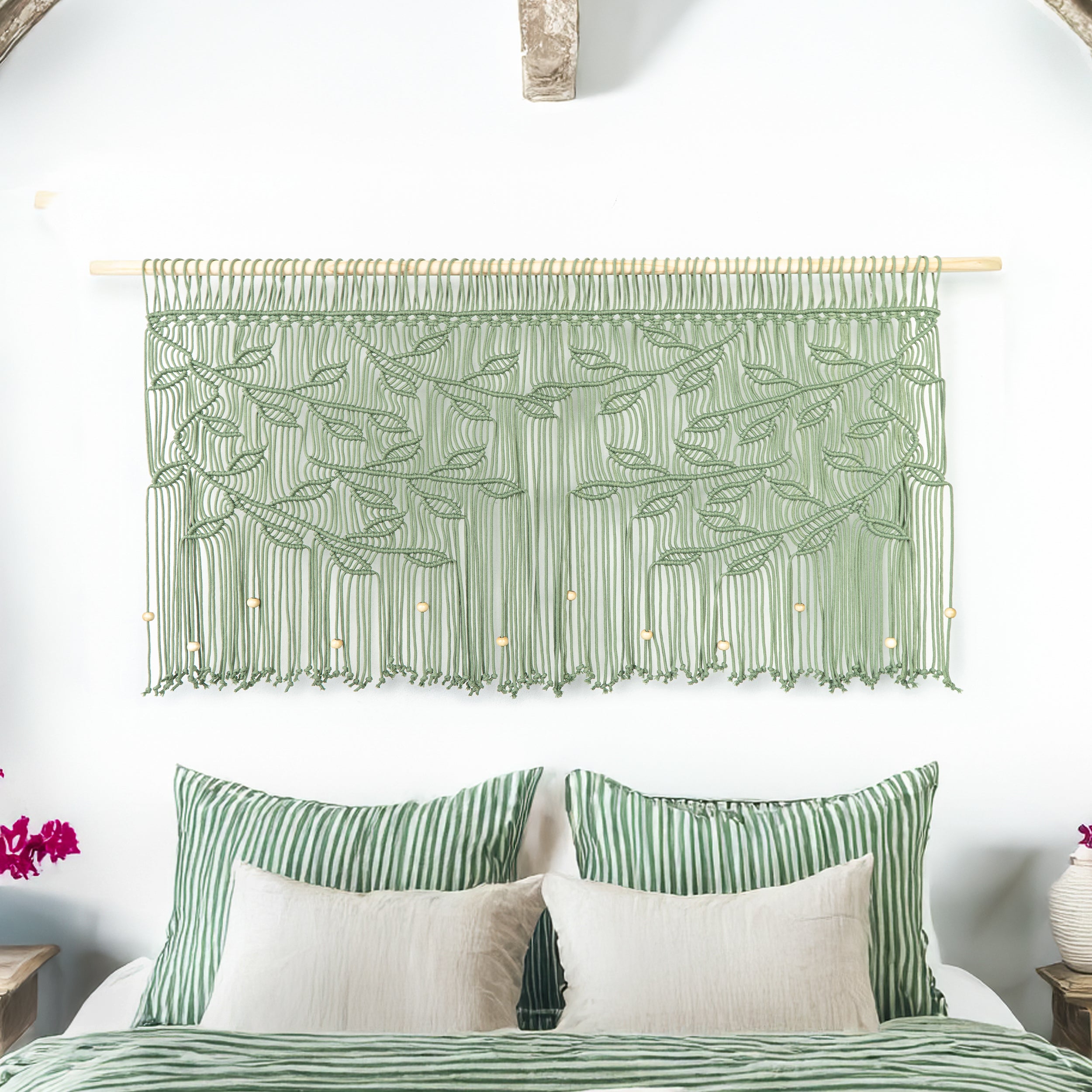 Arcana Sage Macrame Leaf Window Curtain