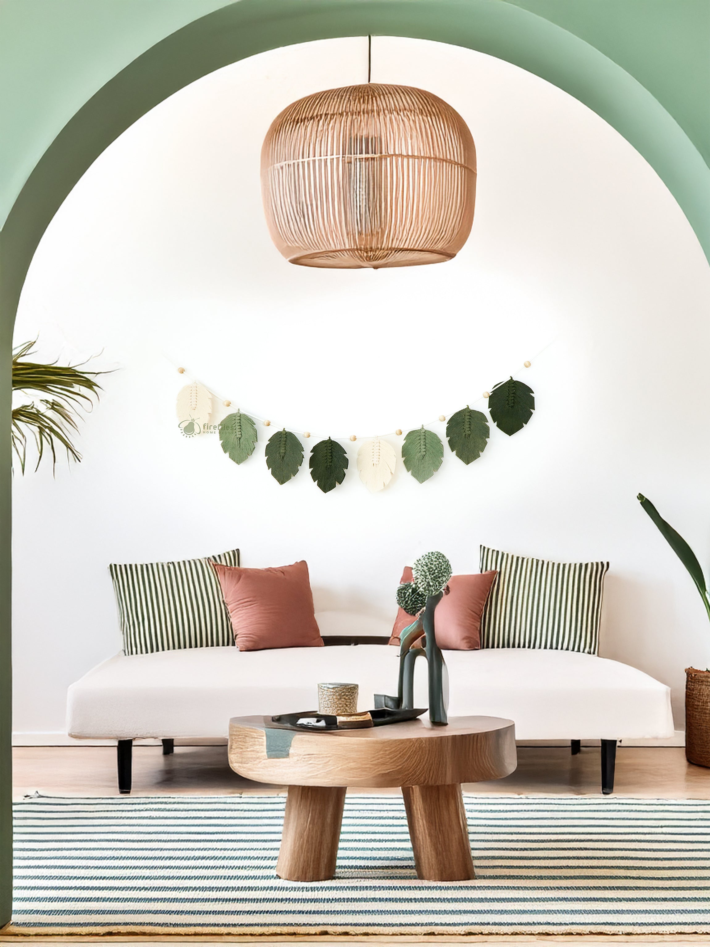 Laurel Monstera Macrame Leaf Bunting Garland