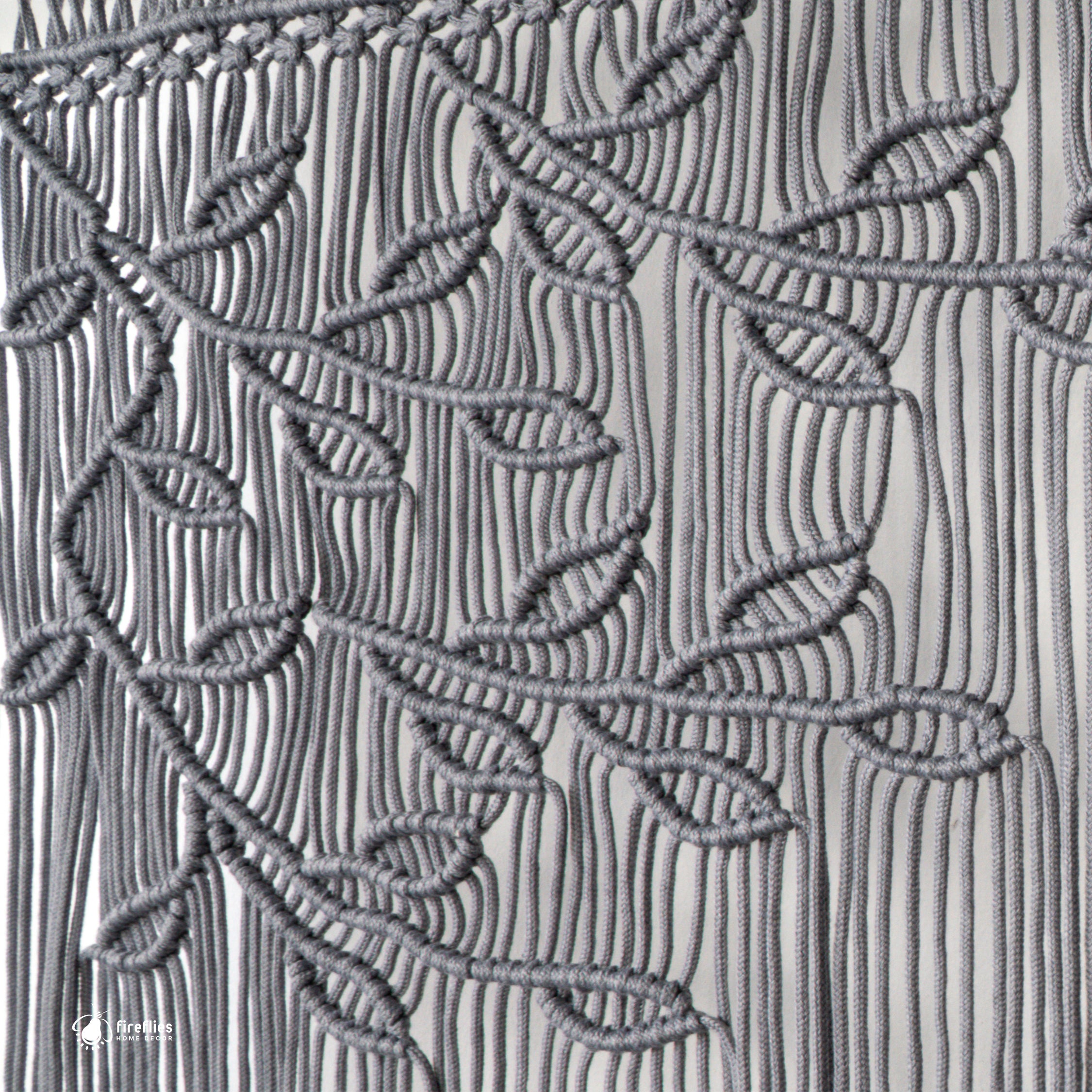 Arcana Grey Macrame Leaf Window Curtain