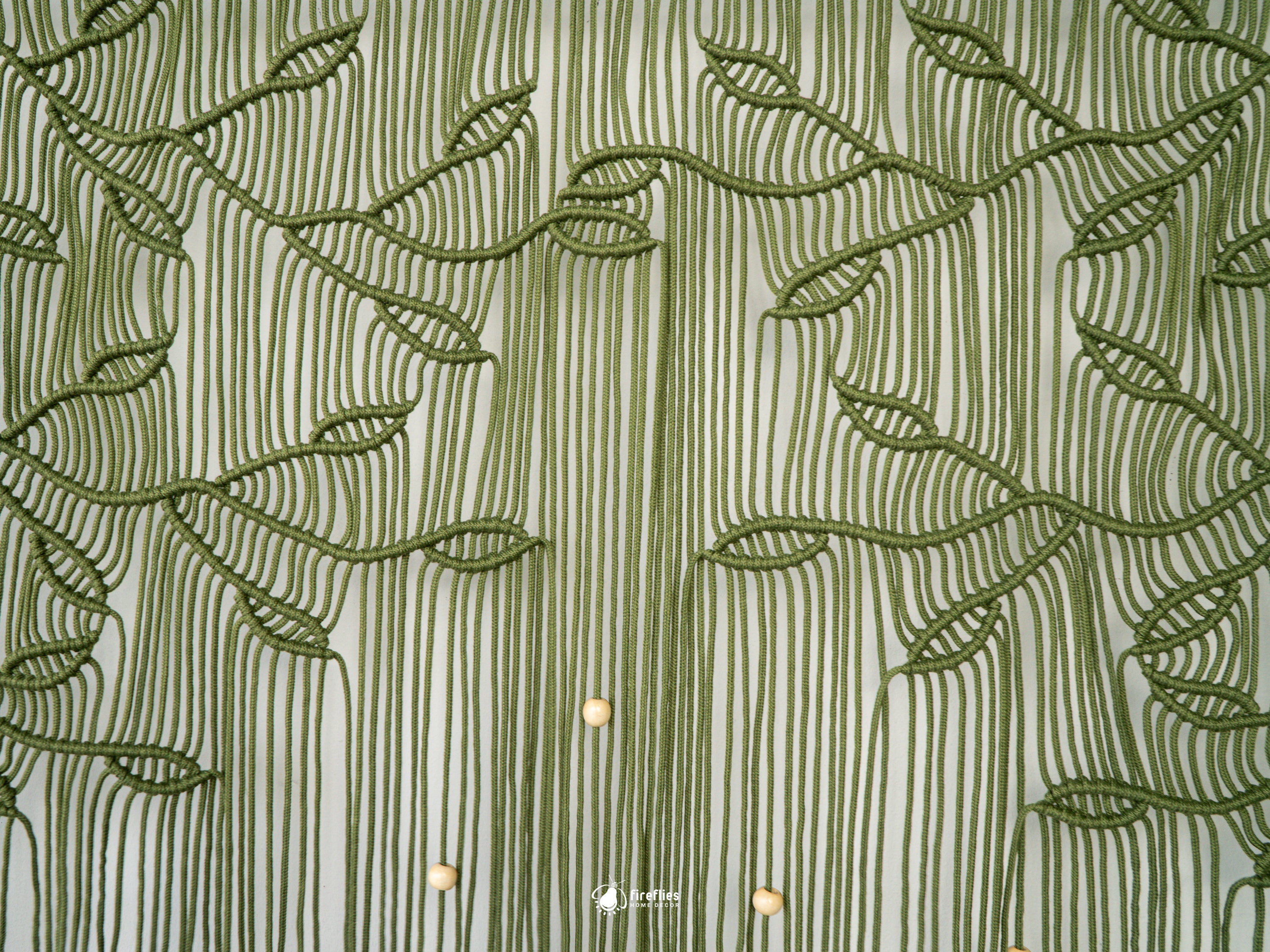 Arcana Olive Macrame Leaf Window Curtain