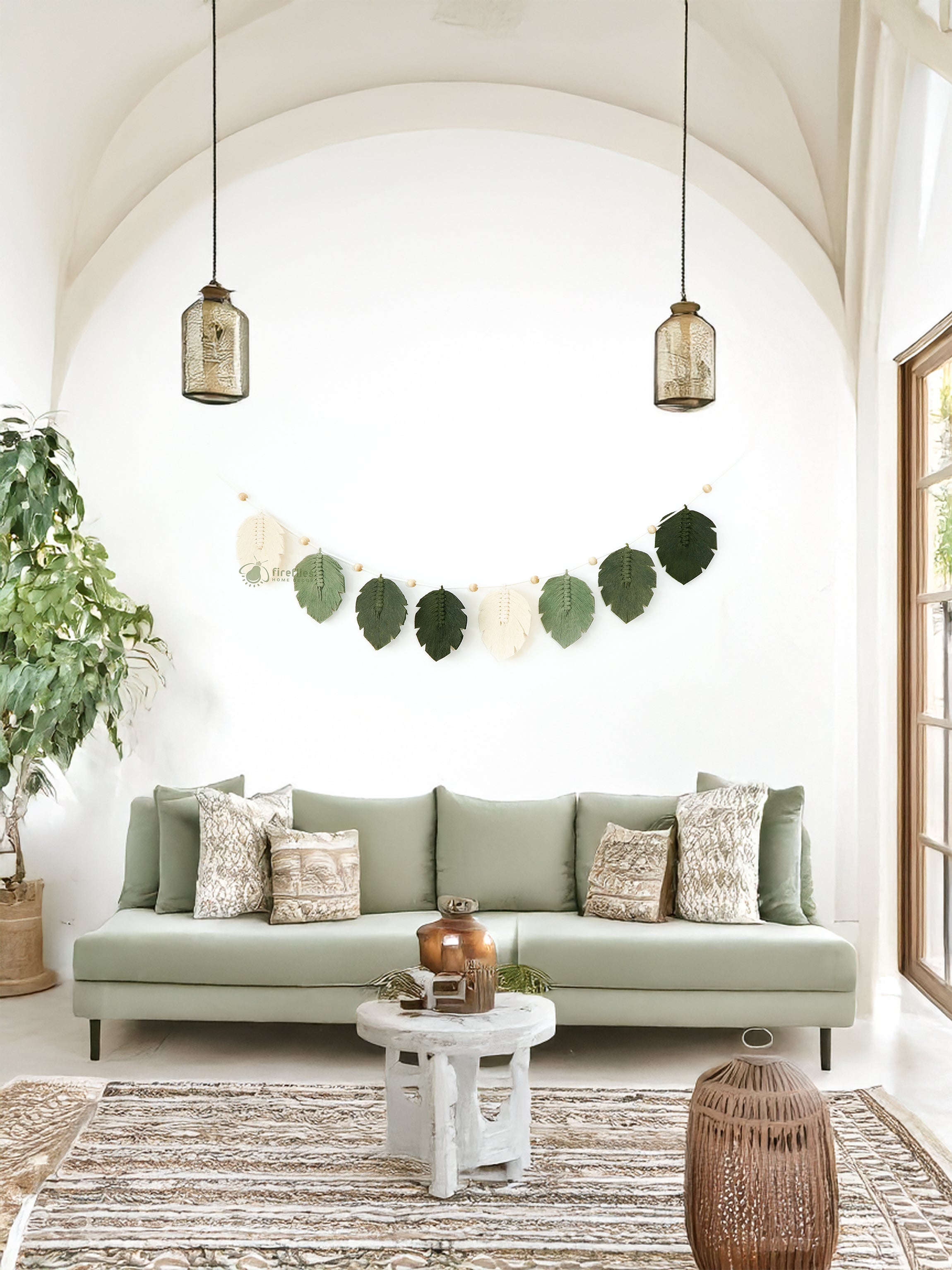 Laurel Monstera Macrame Leaf Bunting Garland