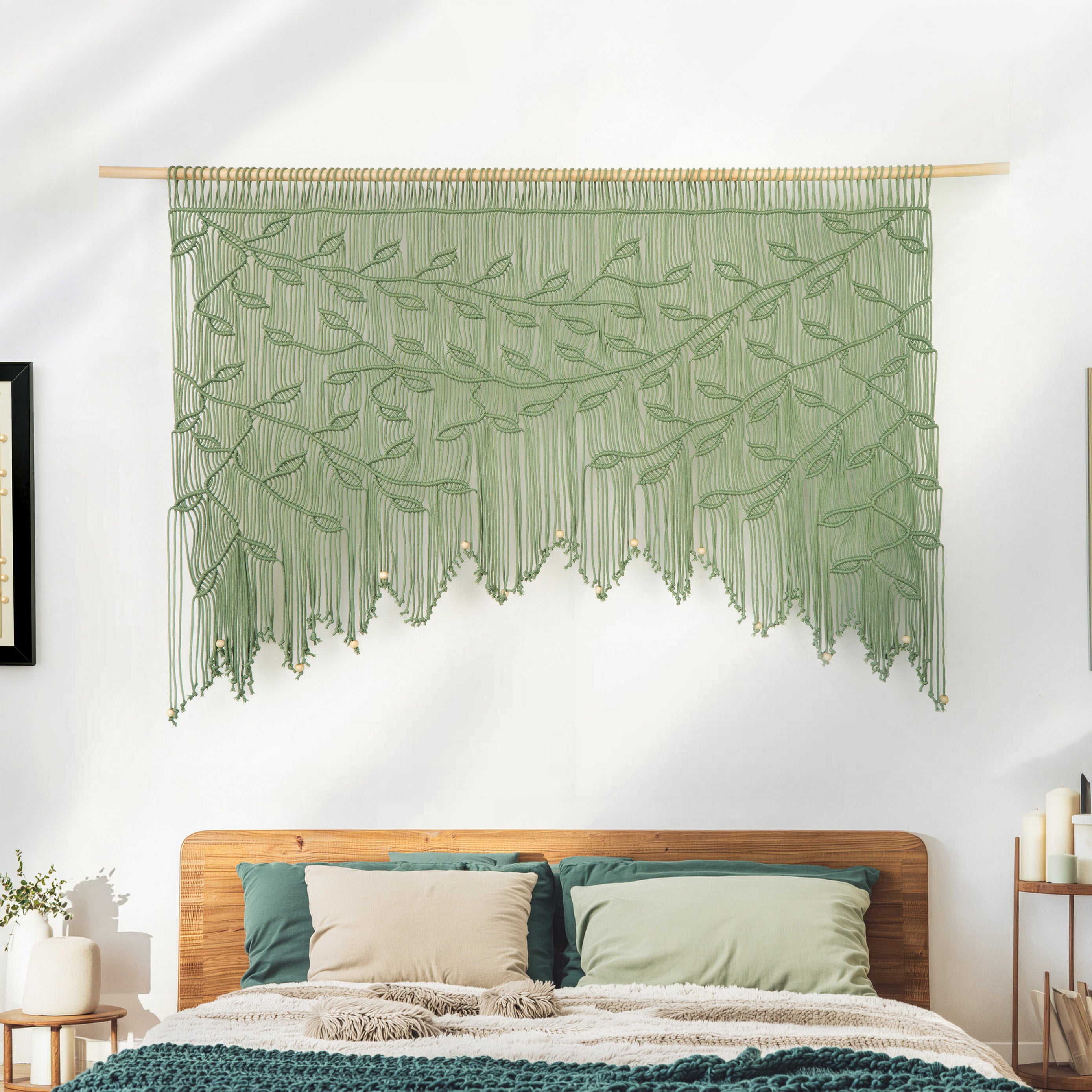 Lyra Sage Green Macrame Window Curtain