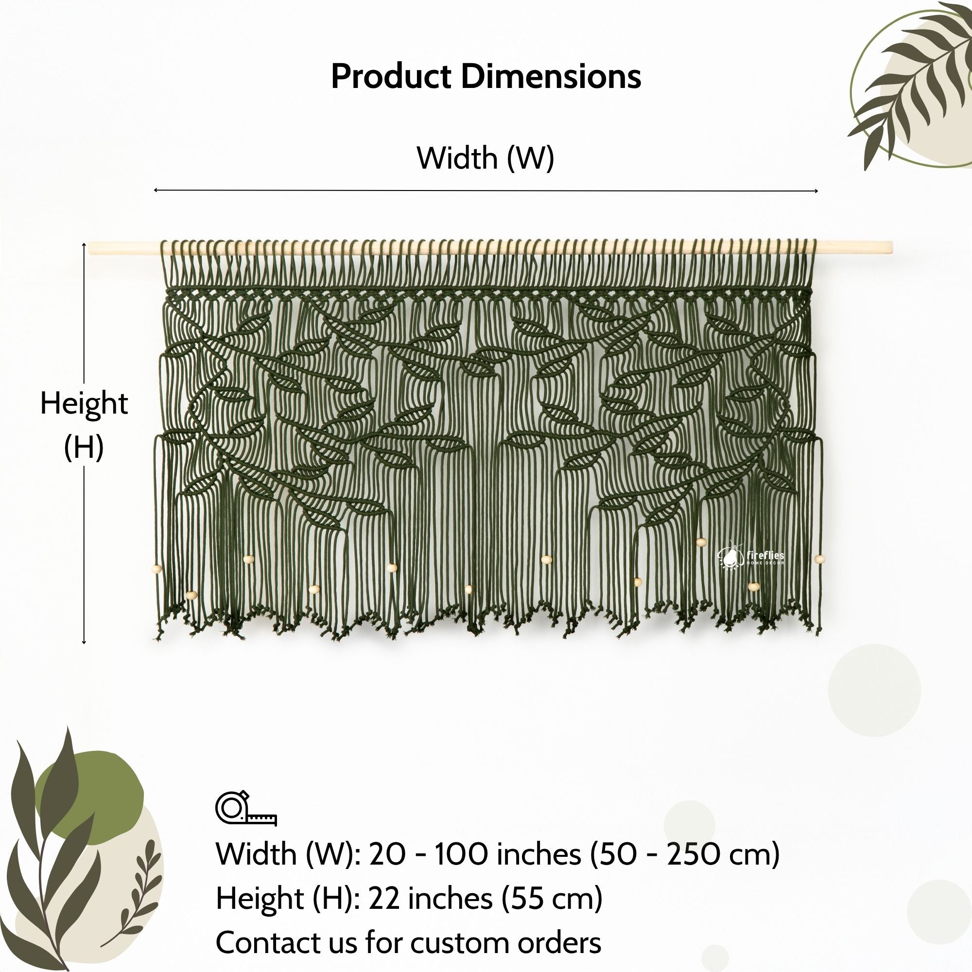 Arcana Green Macrame Leaf Window Curtain