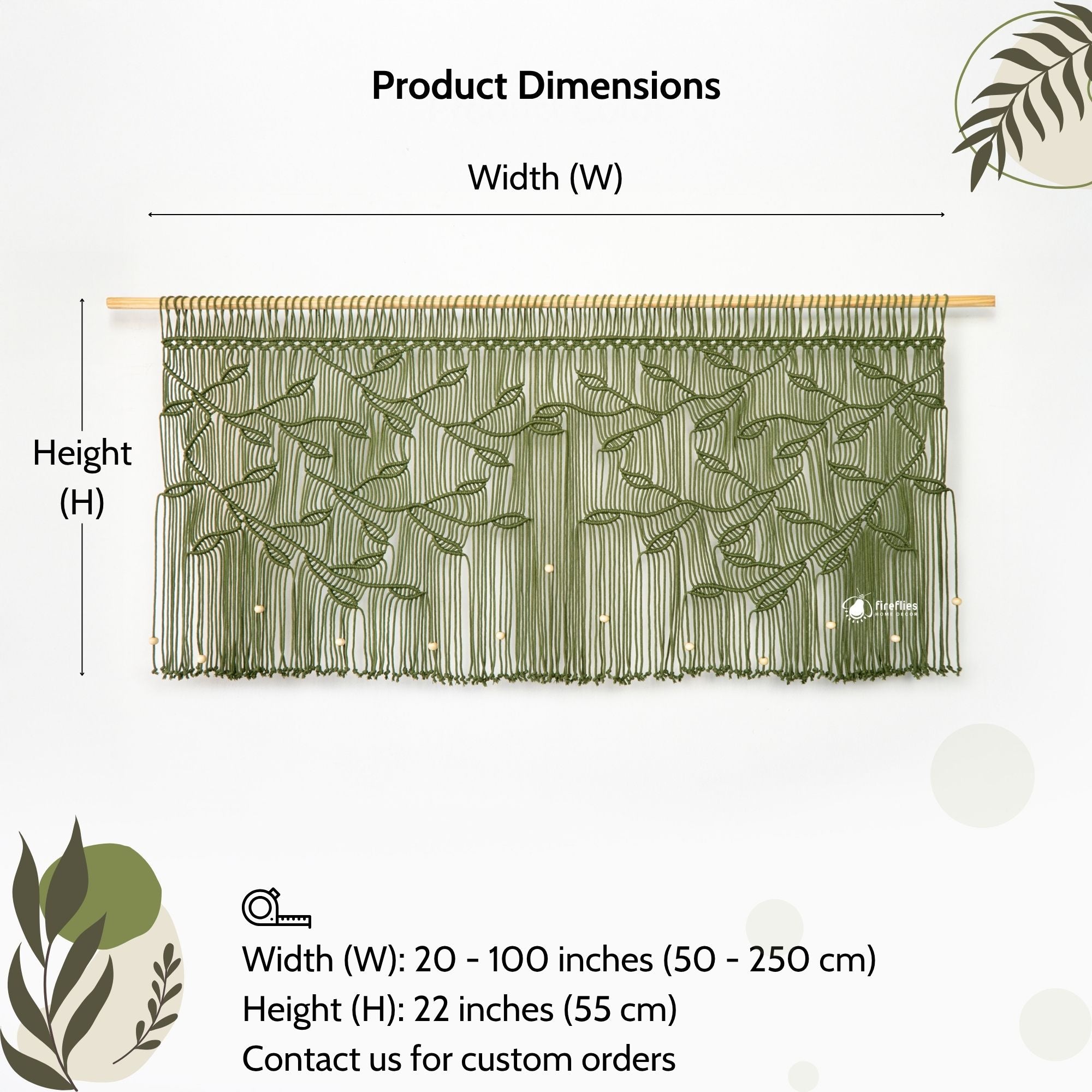 Arcana Olive Macrame Leaf Window Curtain