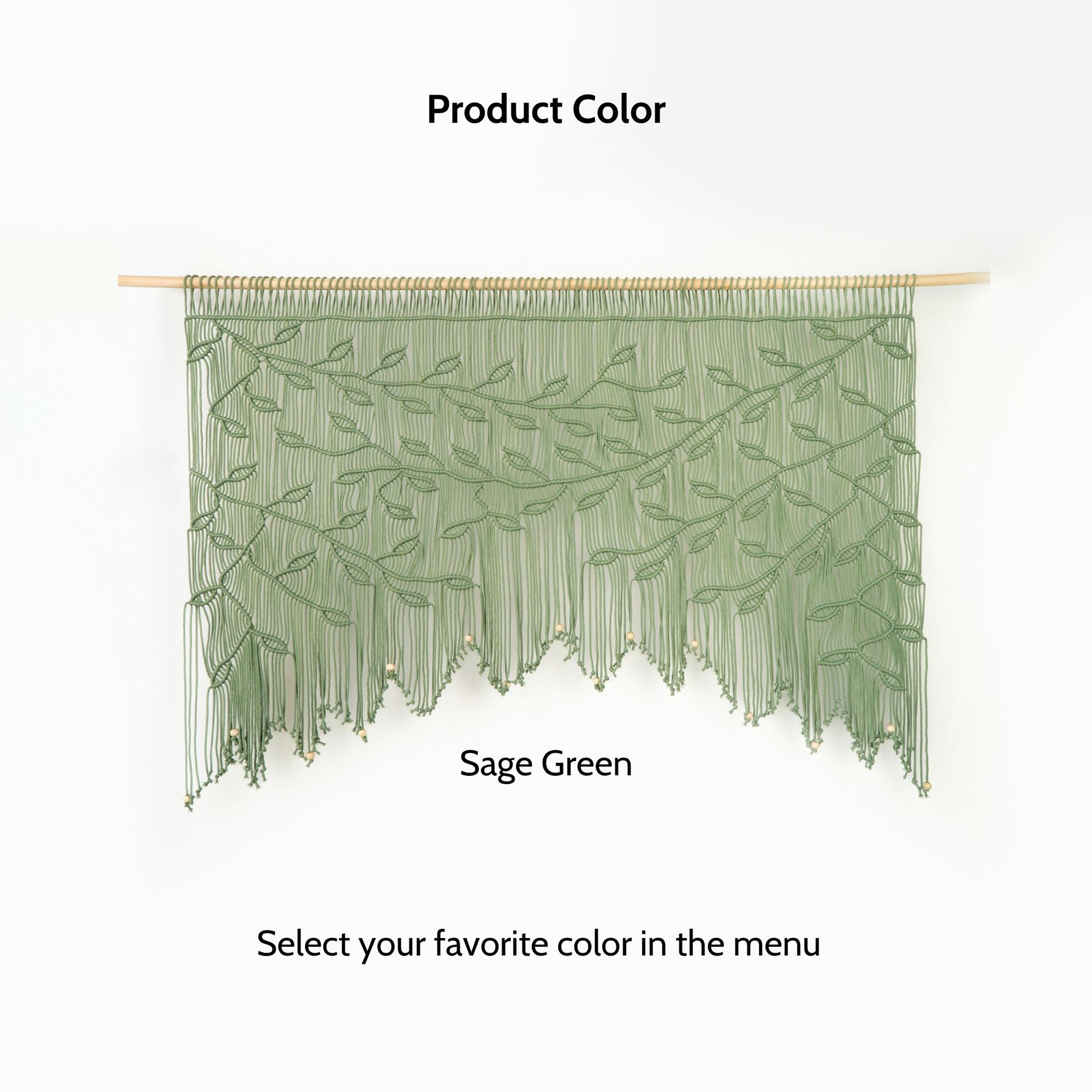 Lyra Sage Green Macrame Window Curtain