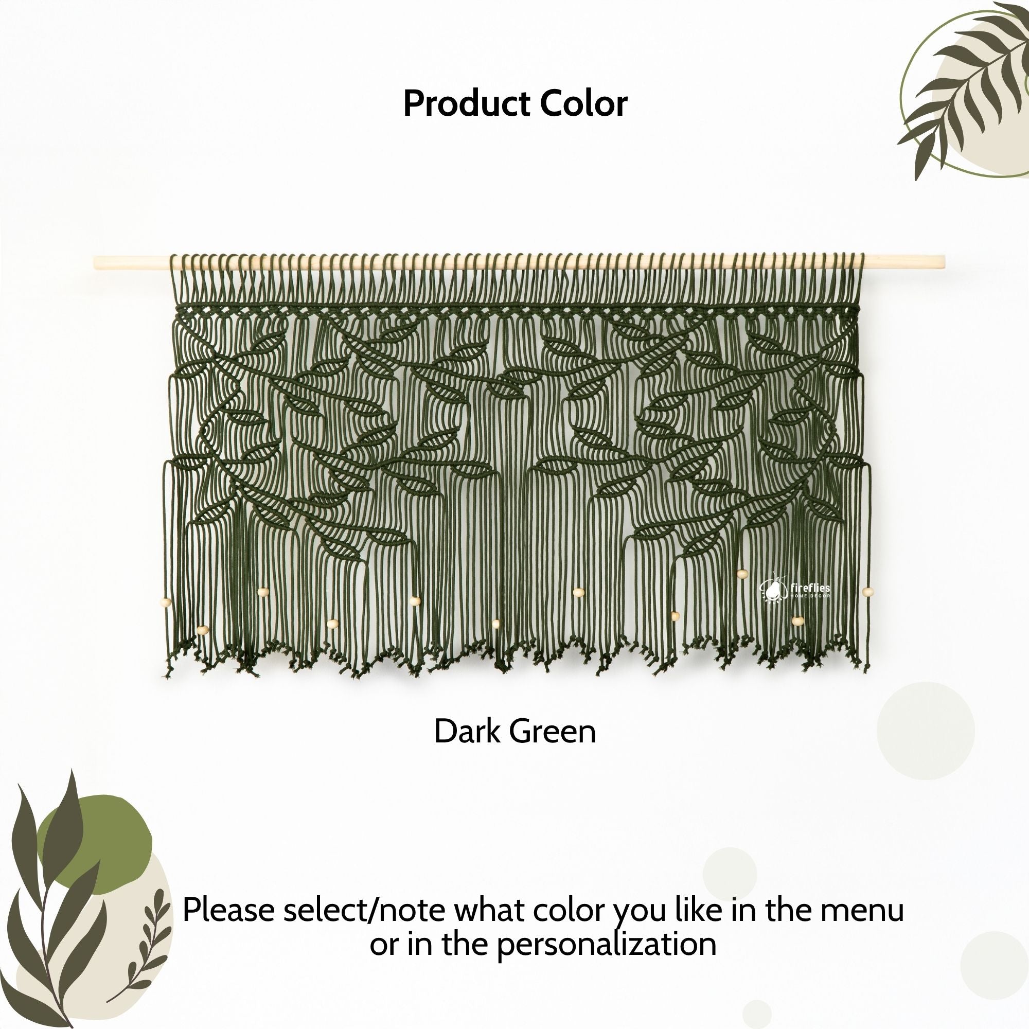 Arcana Green Macrame Leaf Window Curtain