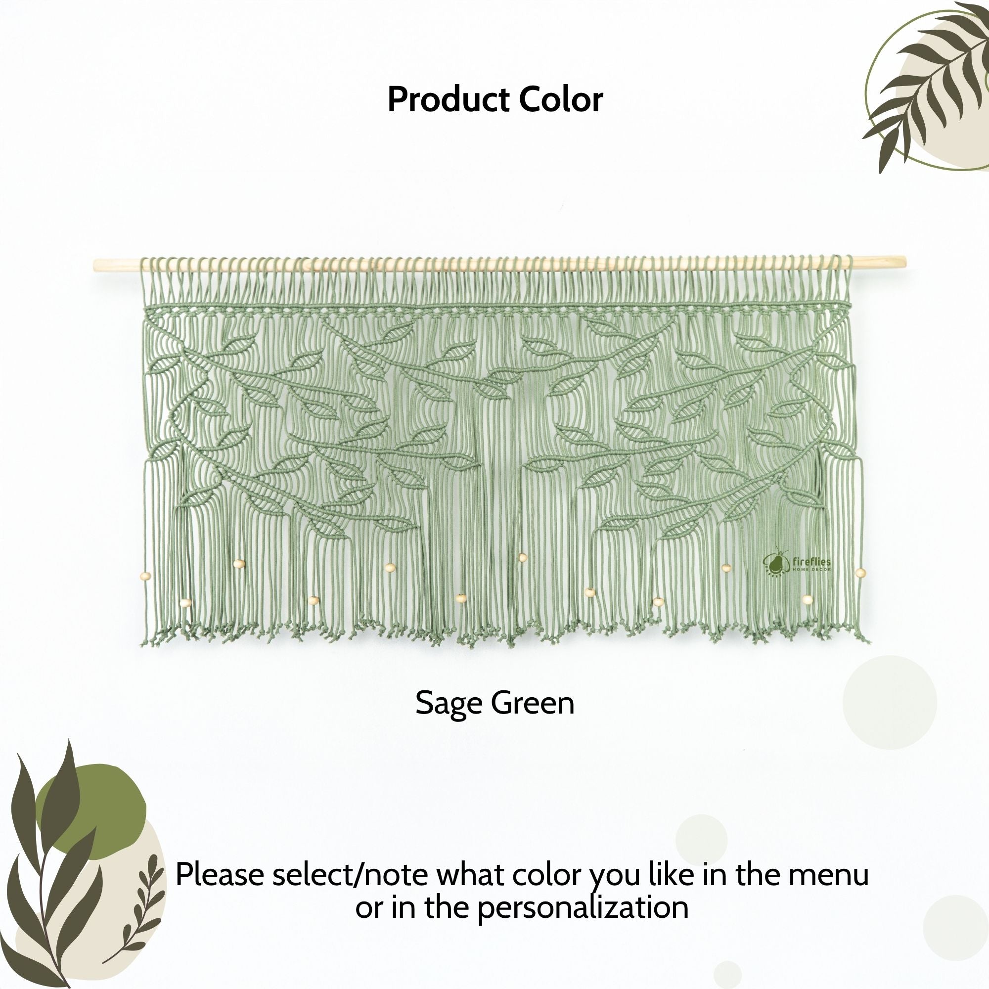 Arcana Sage Macrame Leaf Window Curtain