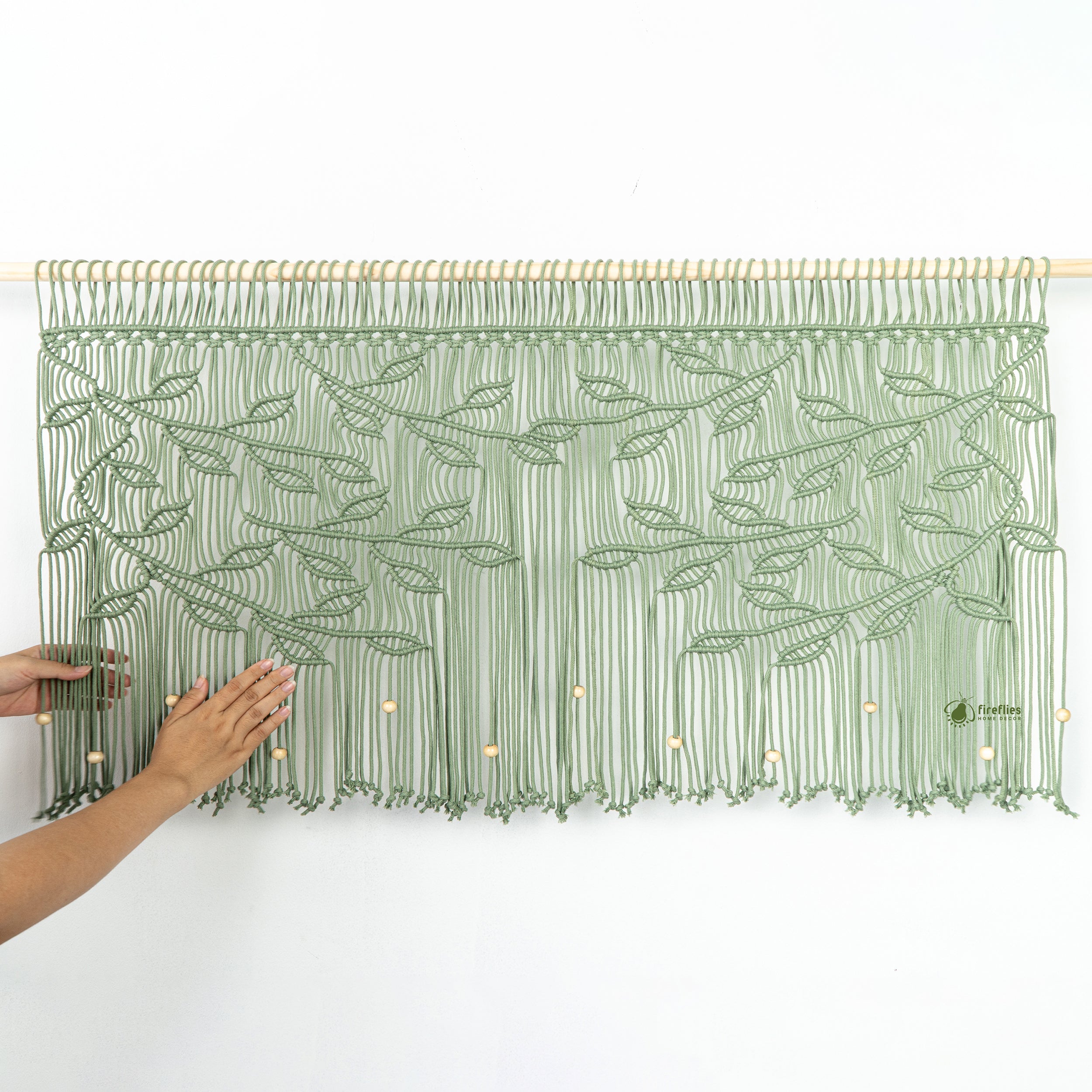 Arcana Sage Macrame Leaf Window Curtain