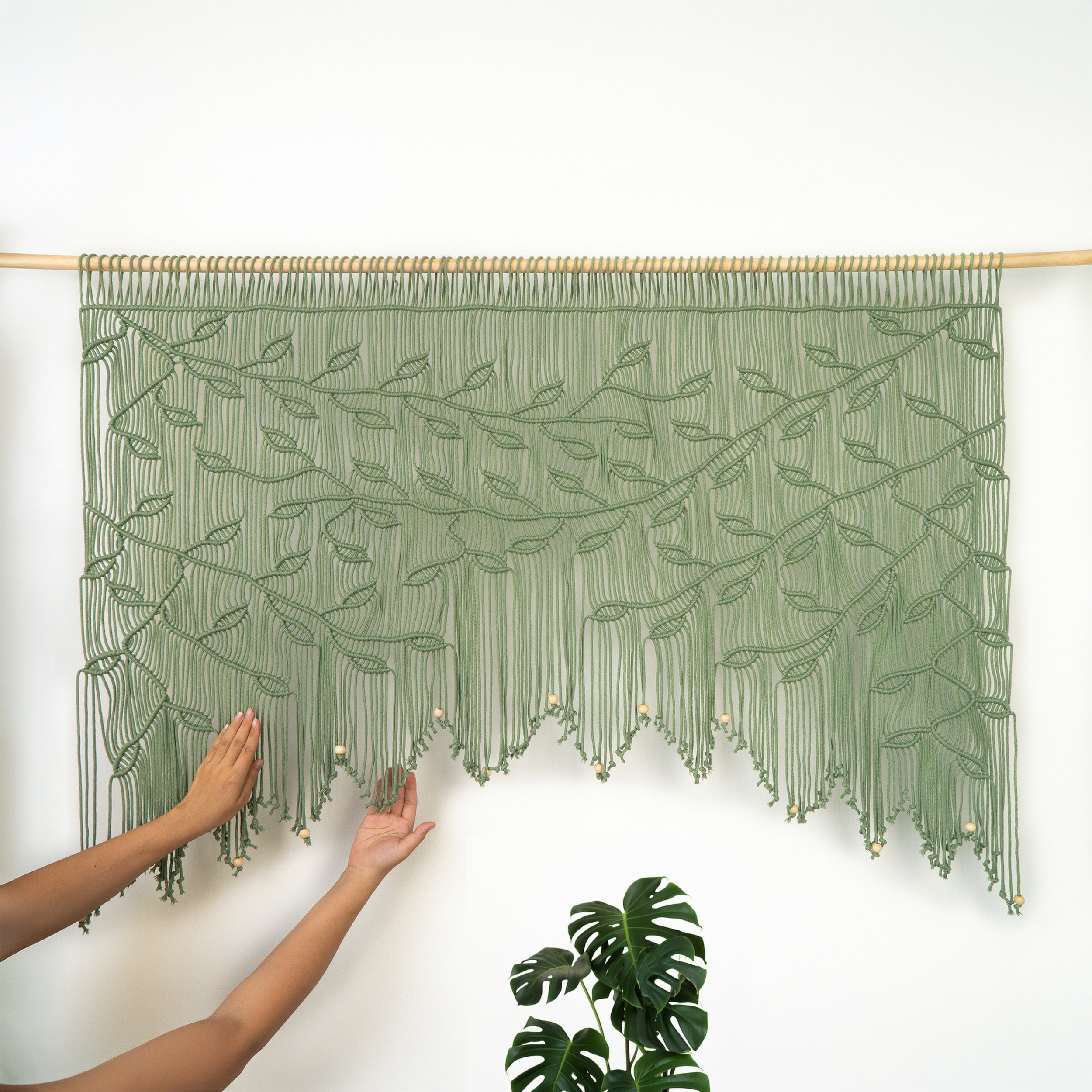 Lyra Sage Green Macrame Window Curtain