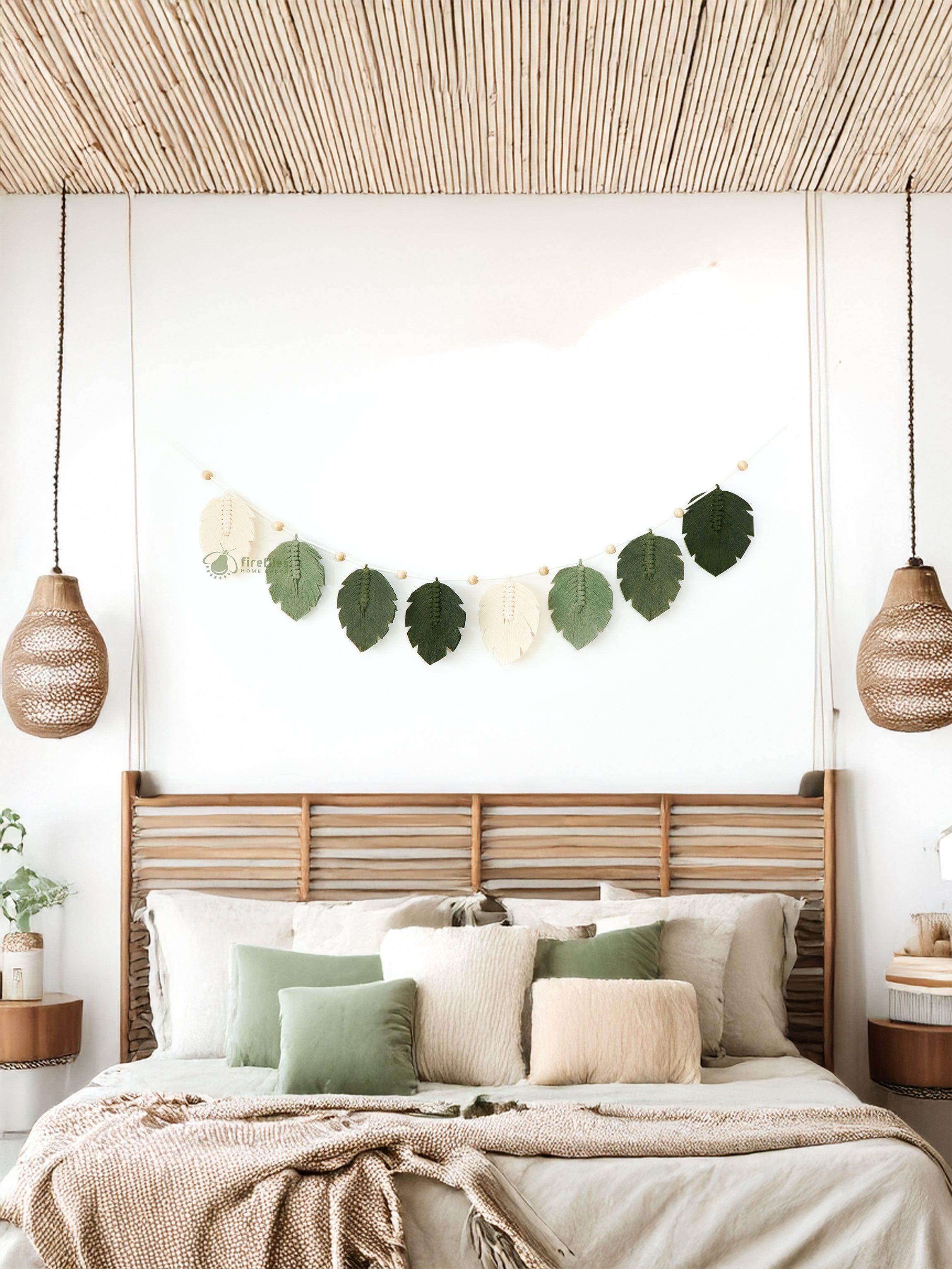 Laurel Monstera Macrame Leaf Bunting Garland