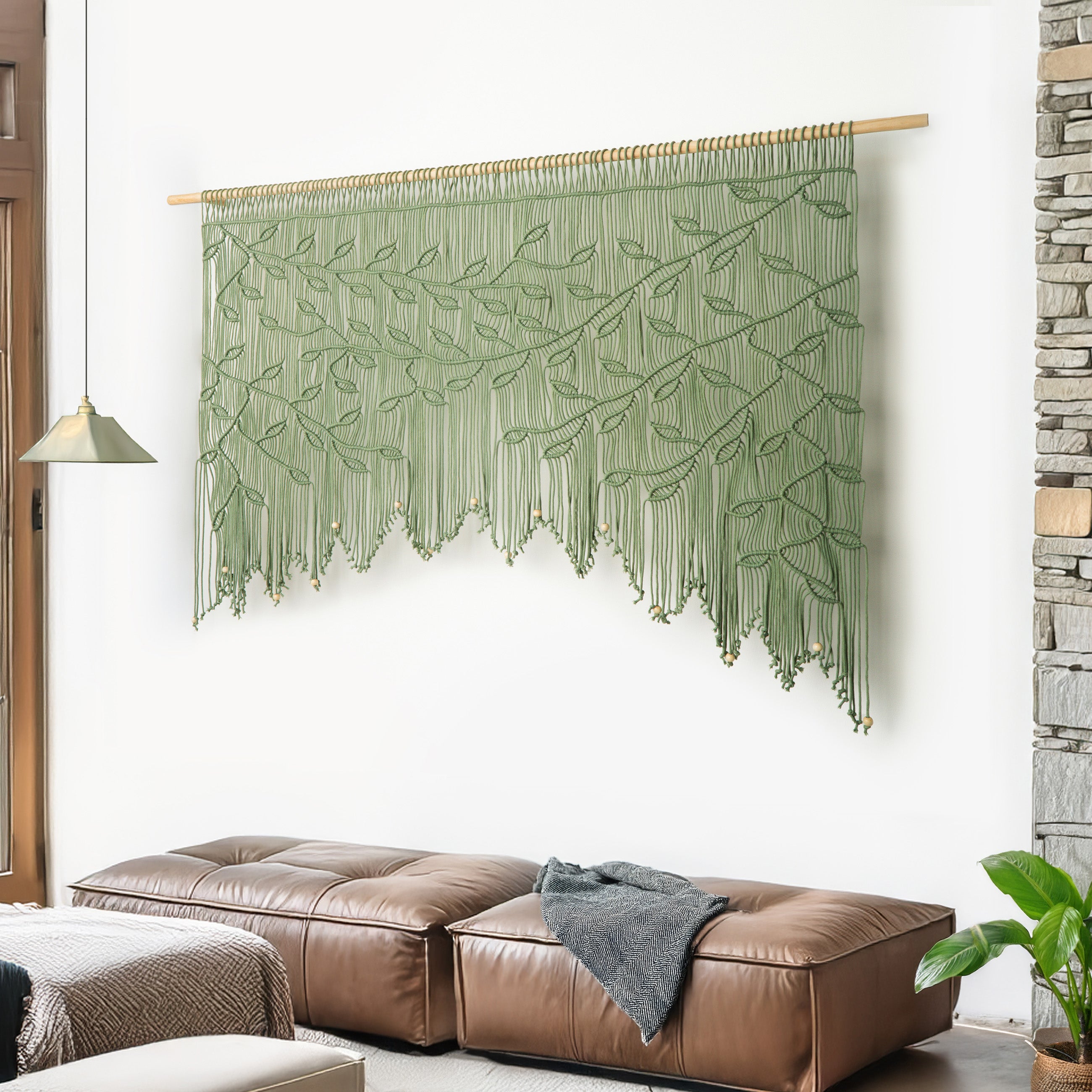 Lyra Sage Green Macrame Window Curtain