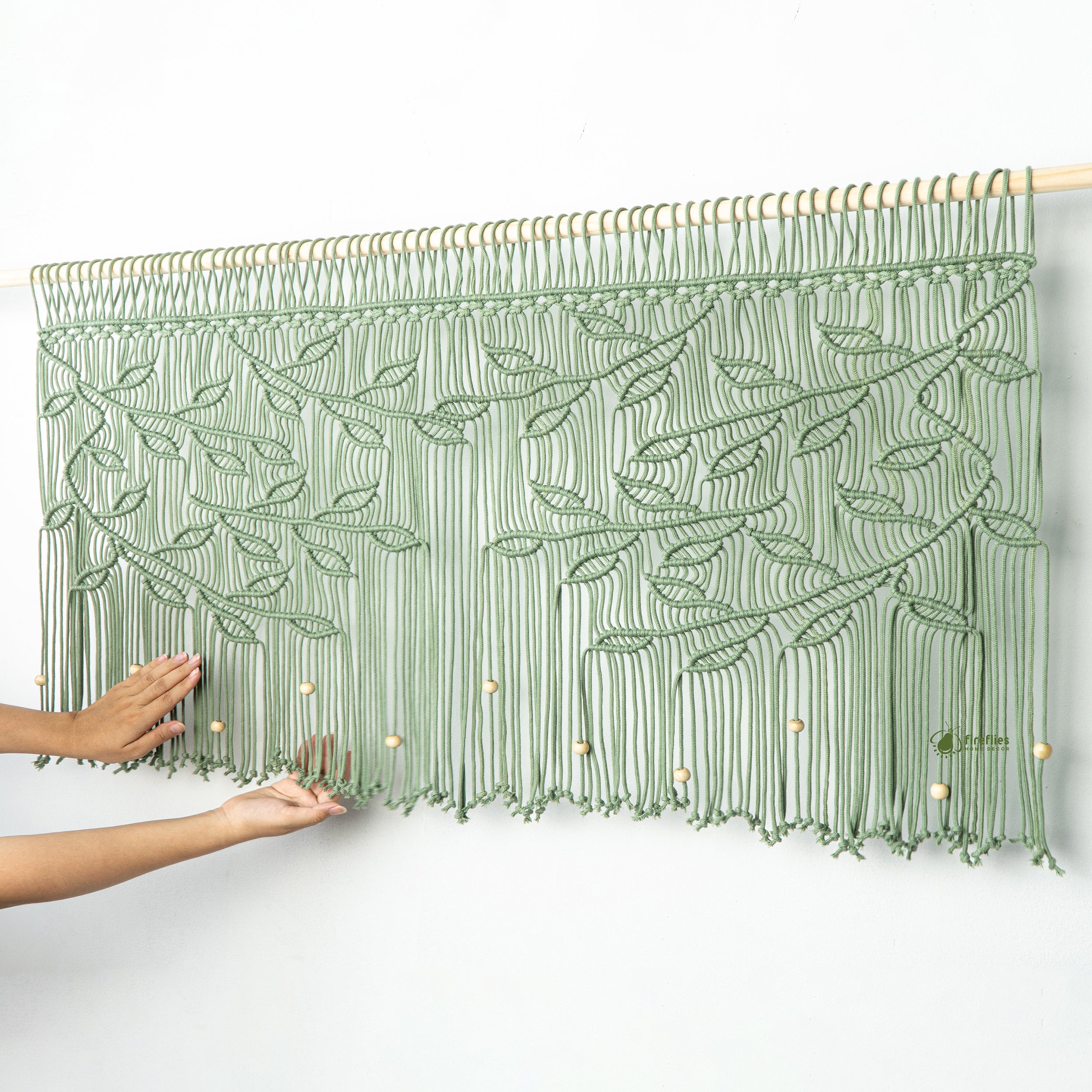 Arcana Sage Macrame Leaf Window Curtain
