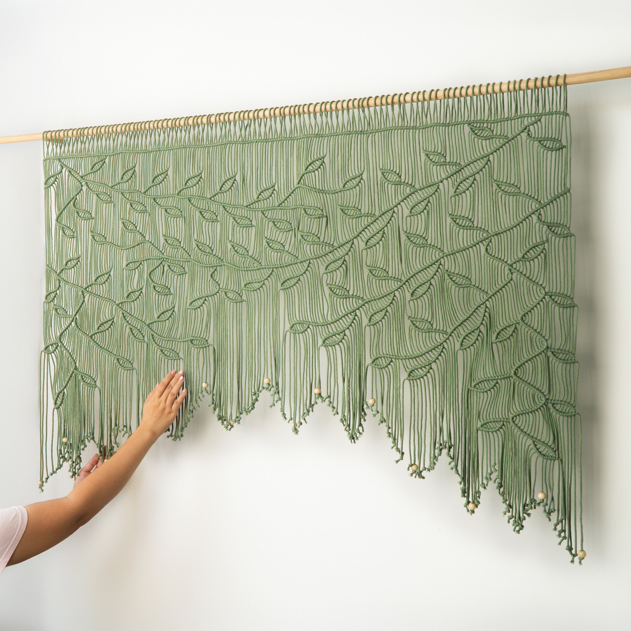 Lyra Sage Green Macrame Window Curtain