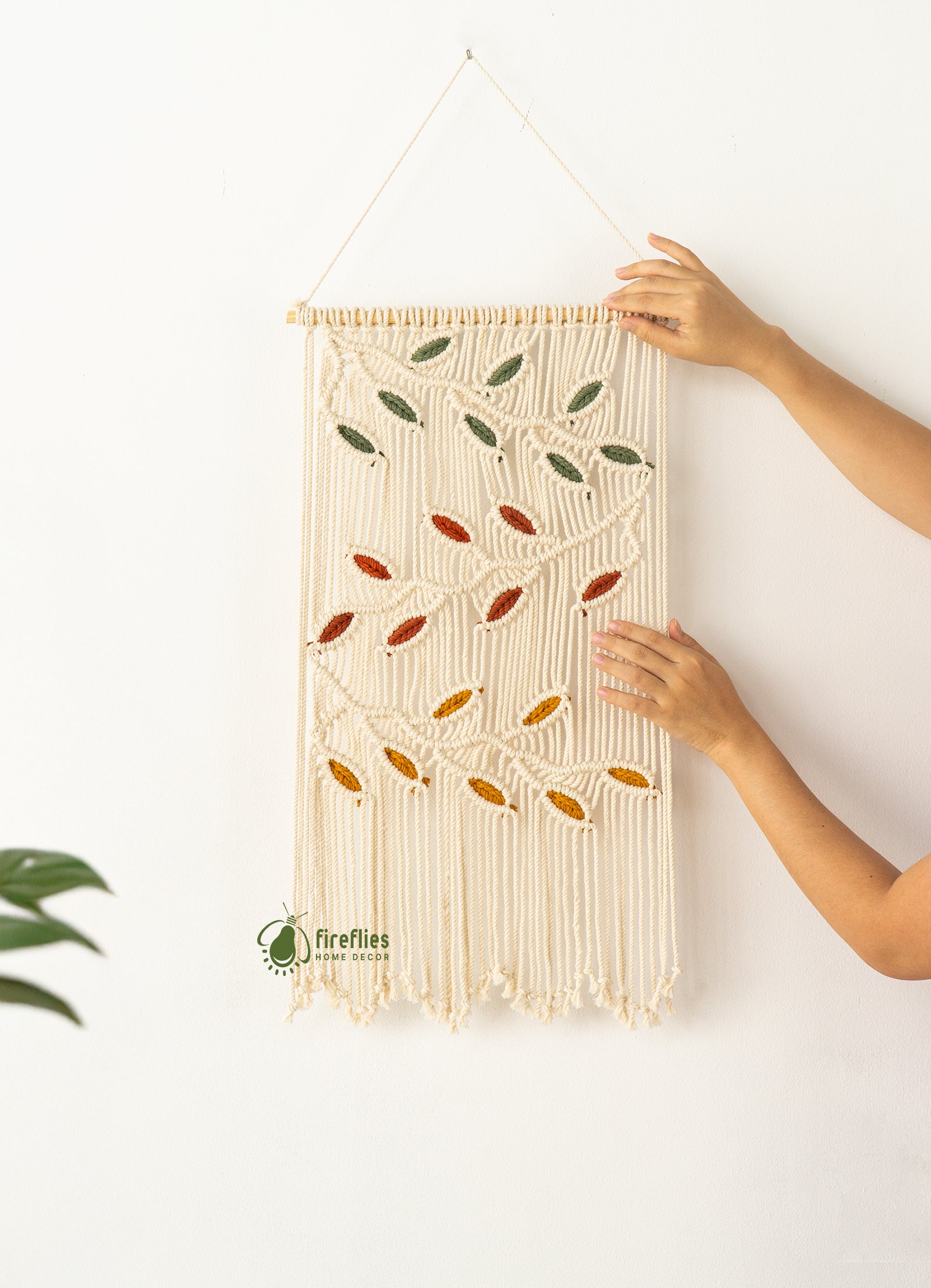 Natural macrame curtain, perfect for boho-inspired homes 
