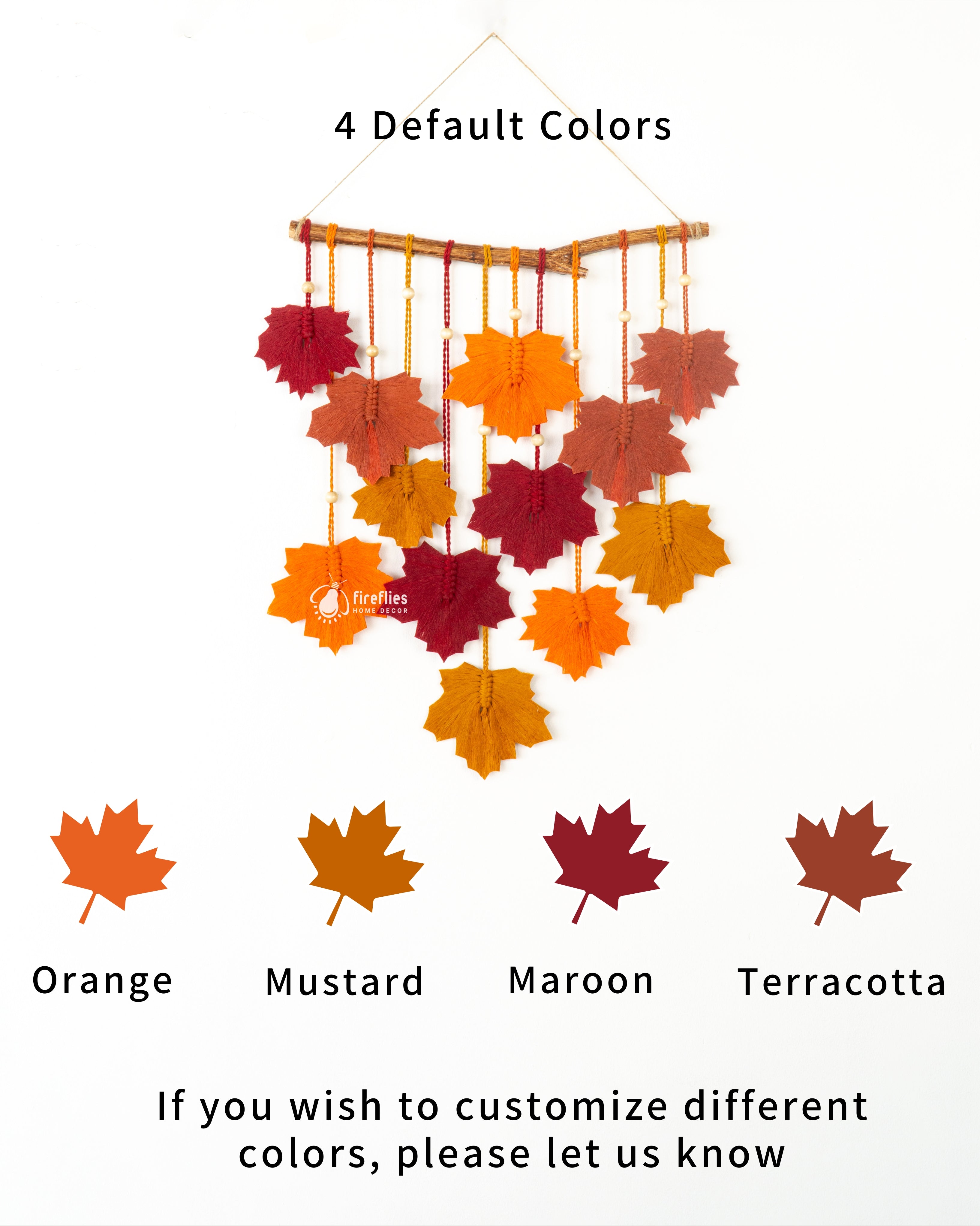 Boho macrame leaf wall art, perfect for adding natural charm    
