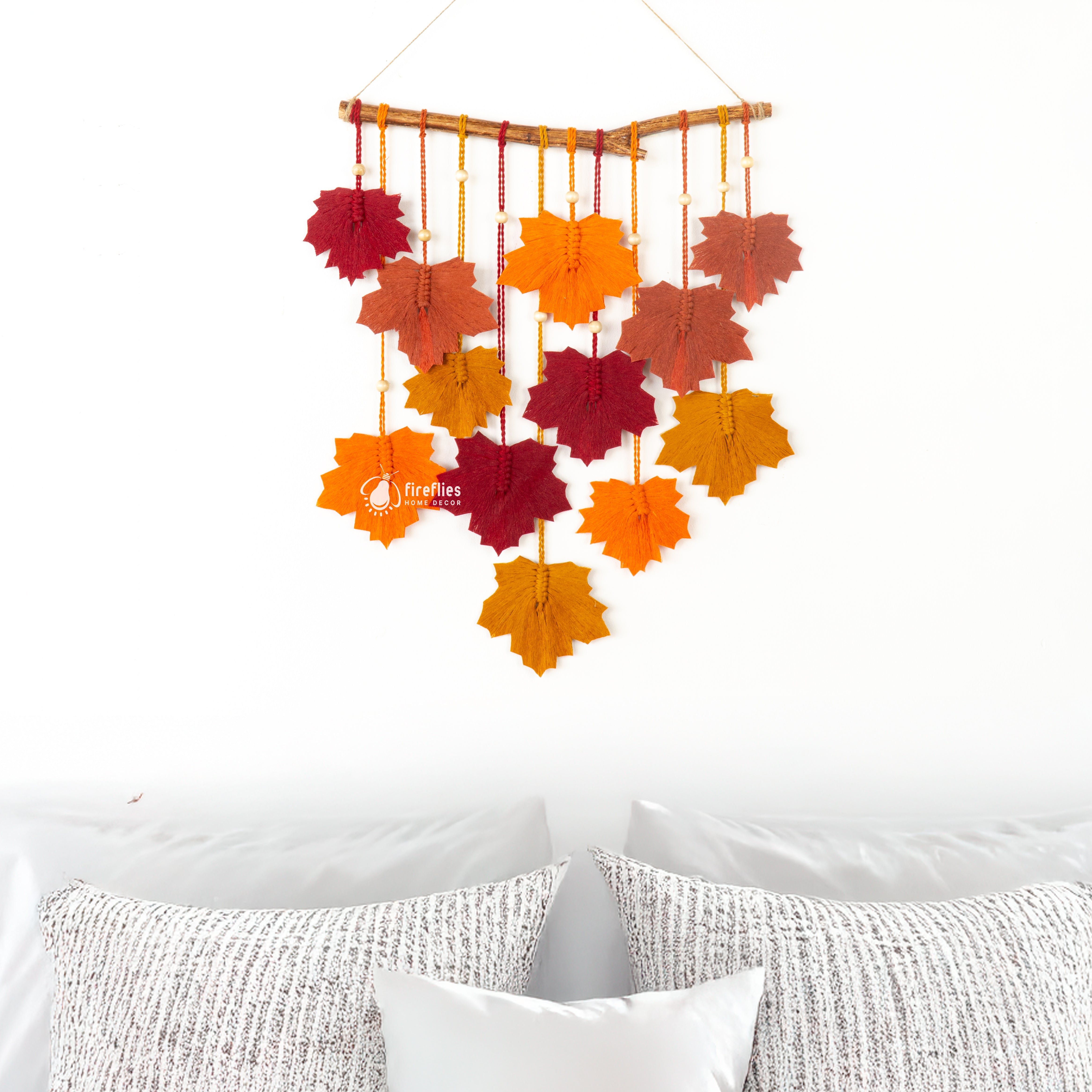 Macrame Leaf Cotton Maple Autumn Leaf in Mustard