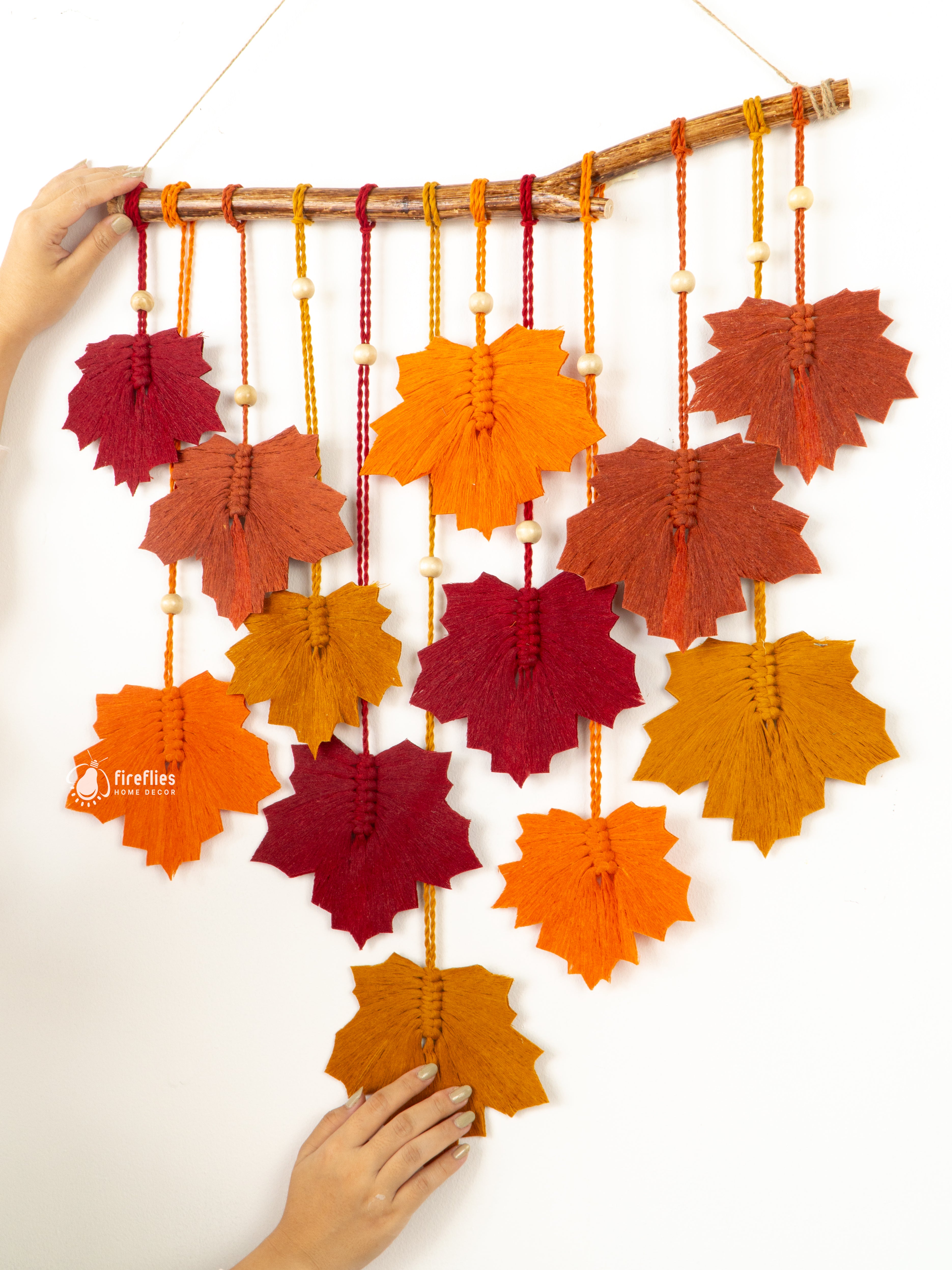 Natural macrame leaf hanging, fits boho or modern decor    
