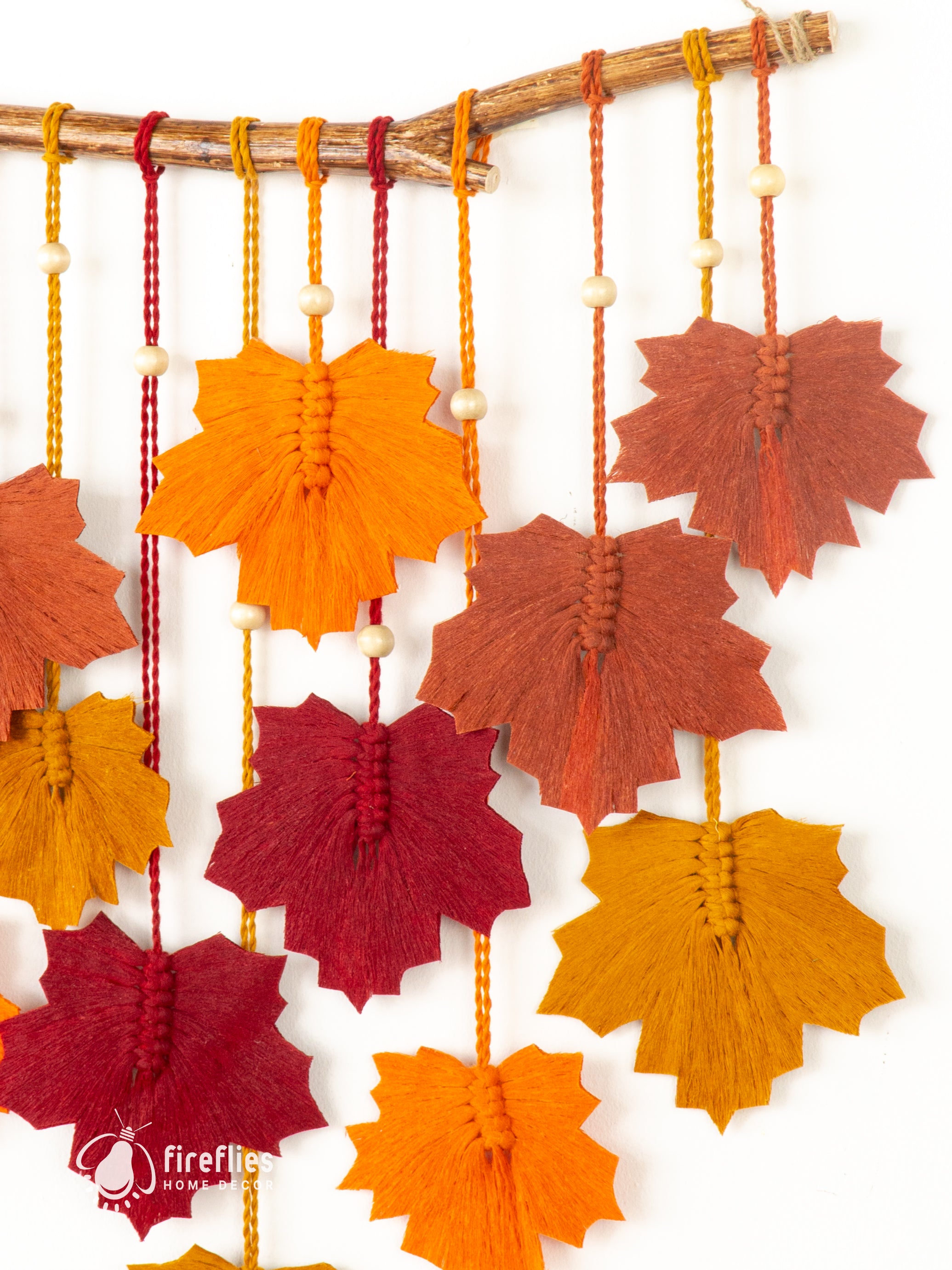 Natural macrame leaf hanging, fits boho or modern decor    
