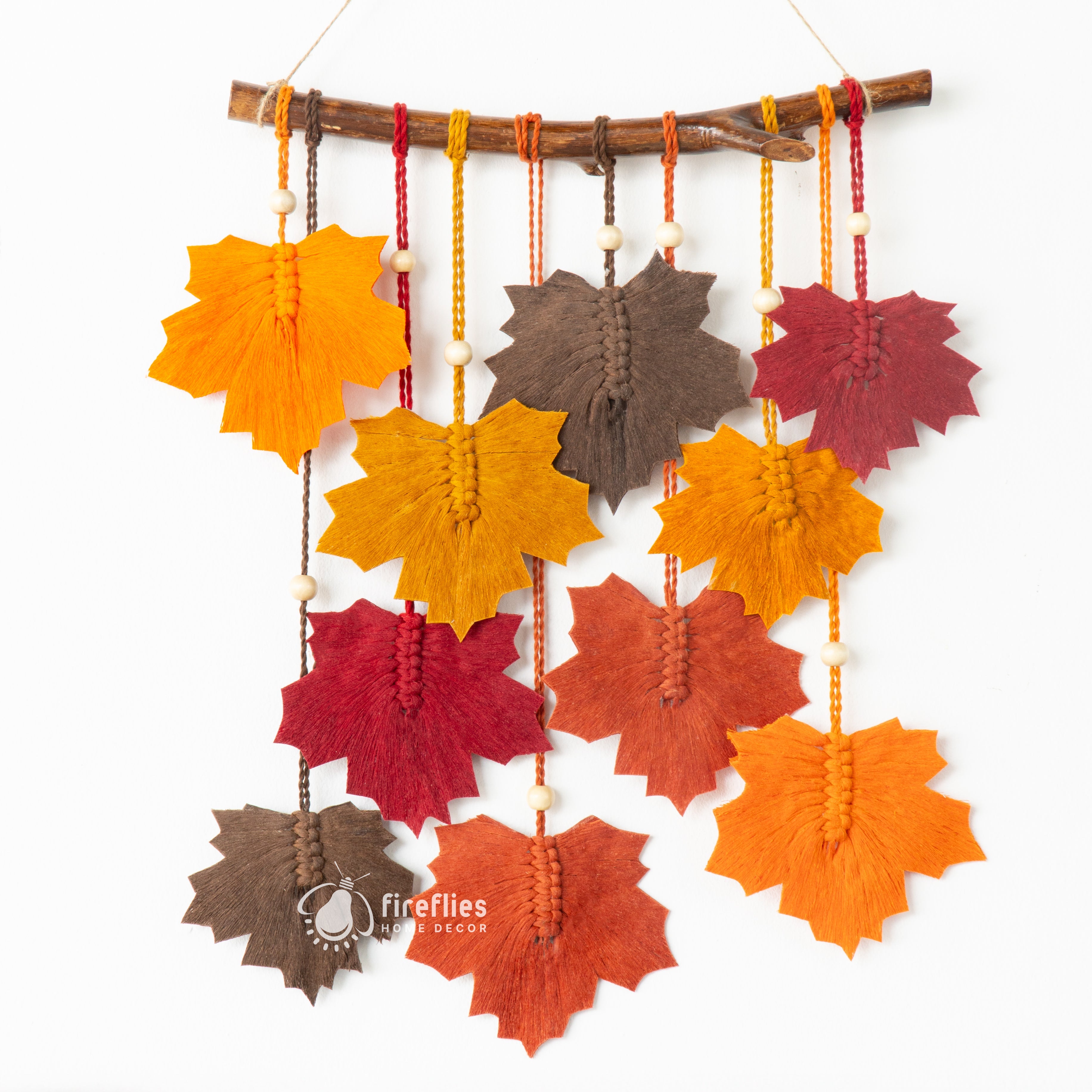 Macrame Leaf Cotton Maple Autumn Leaf in Orange