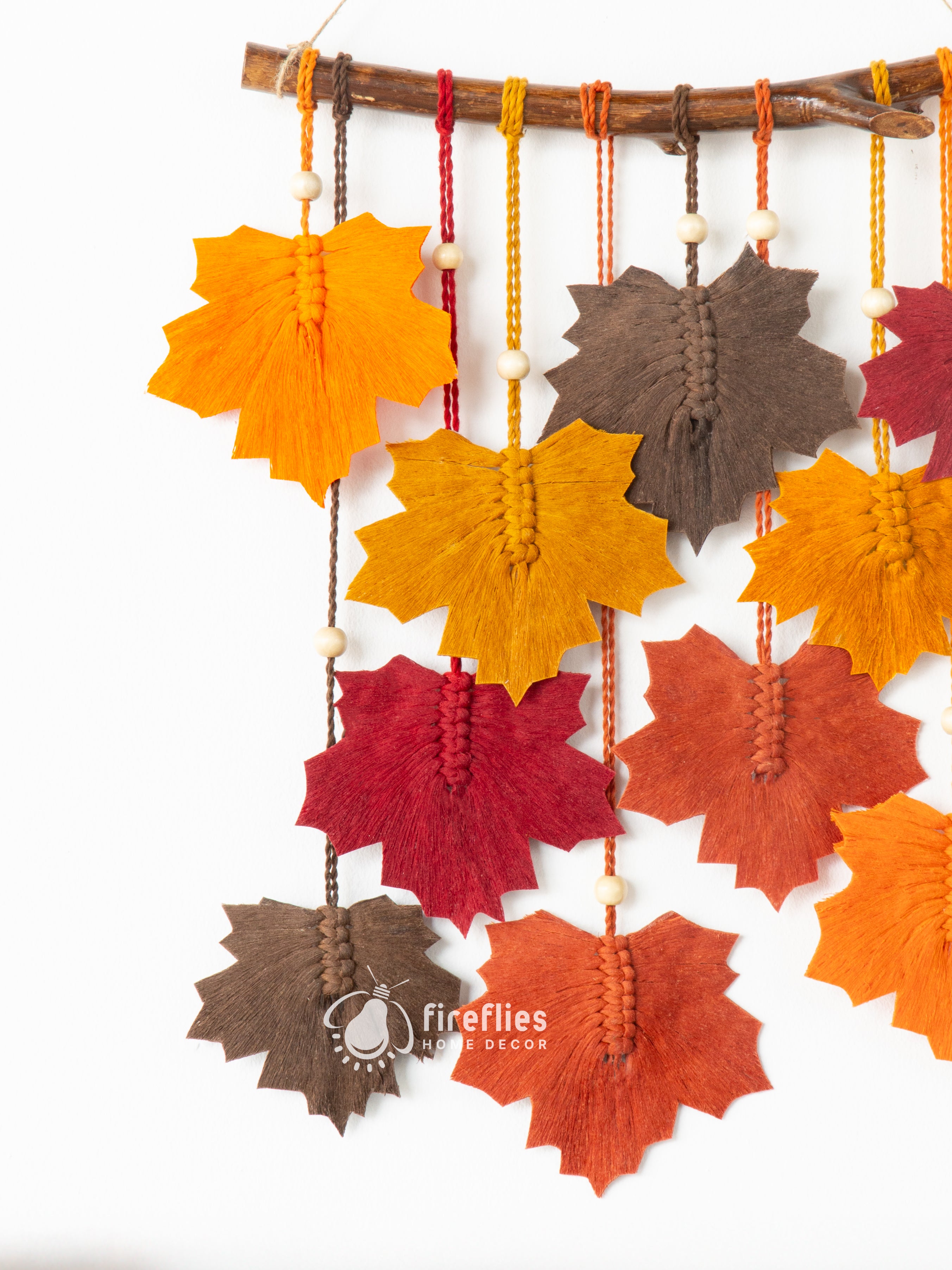 Handmade macrame leaf, ideal for boho or modern rooms    
