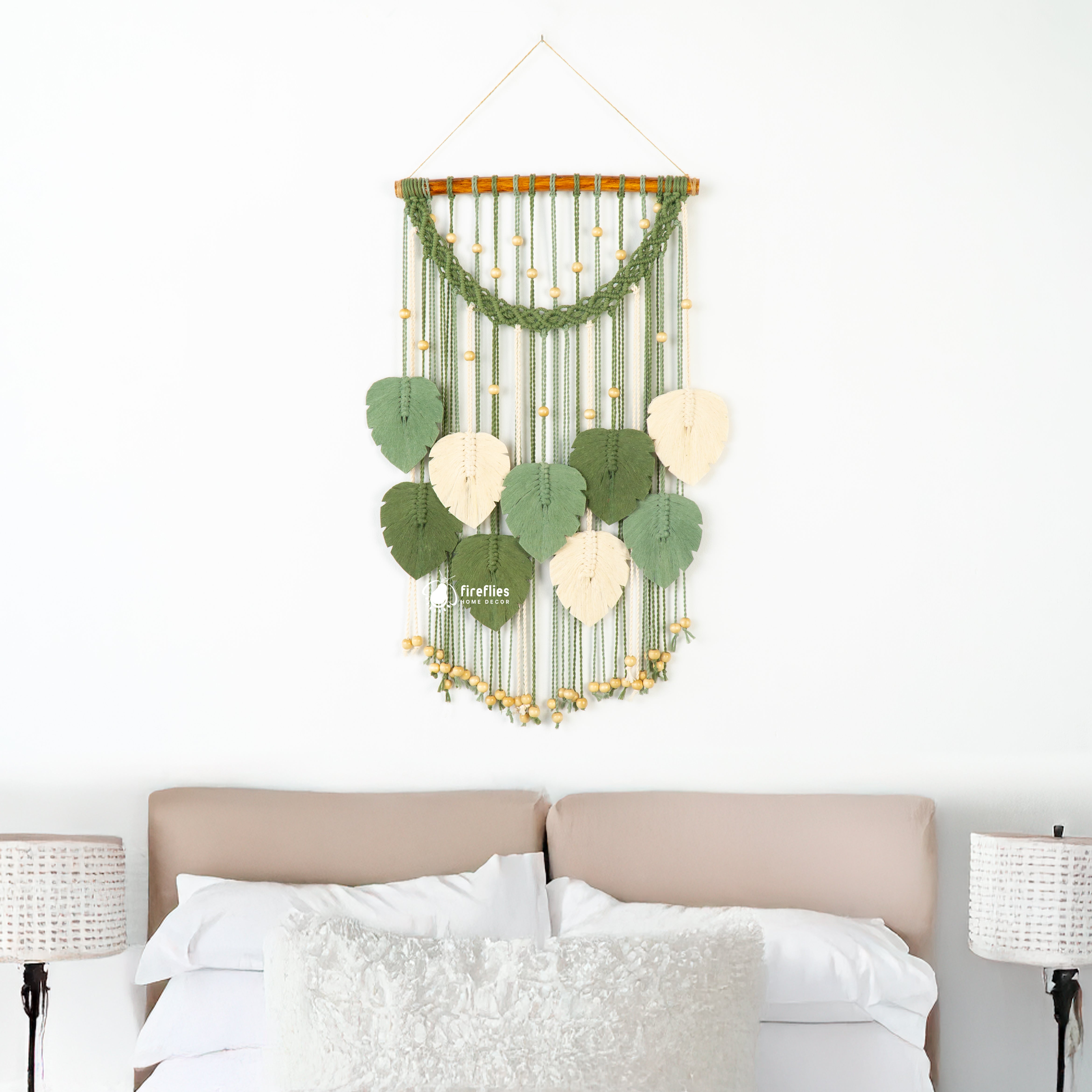 Macrame leaf wall decor, ideal for minimalist or natural homes    
