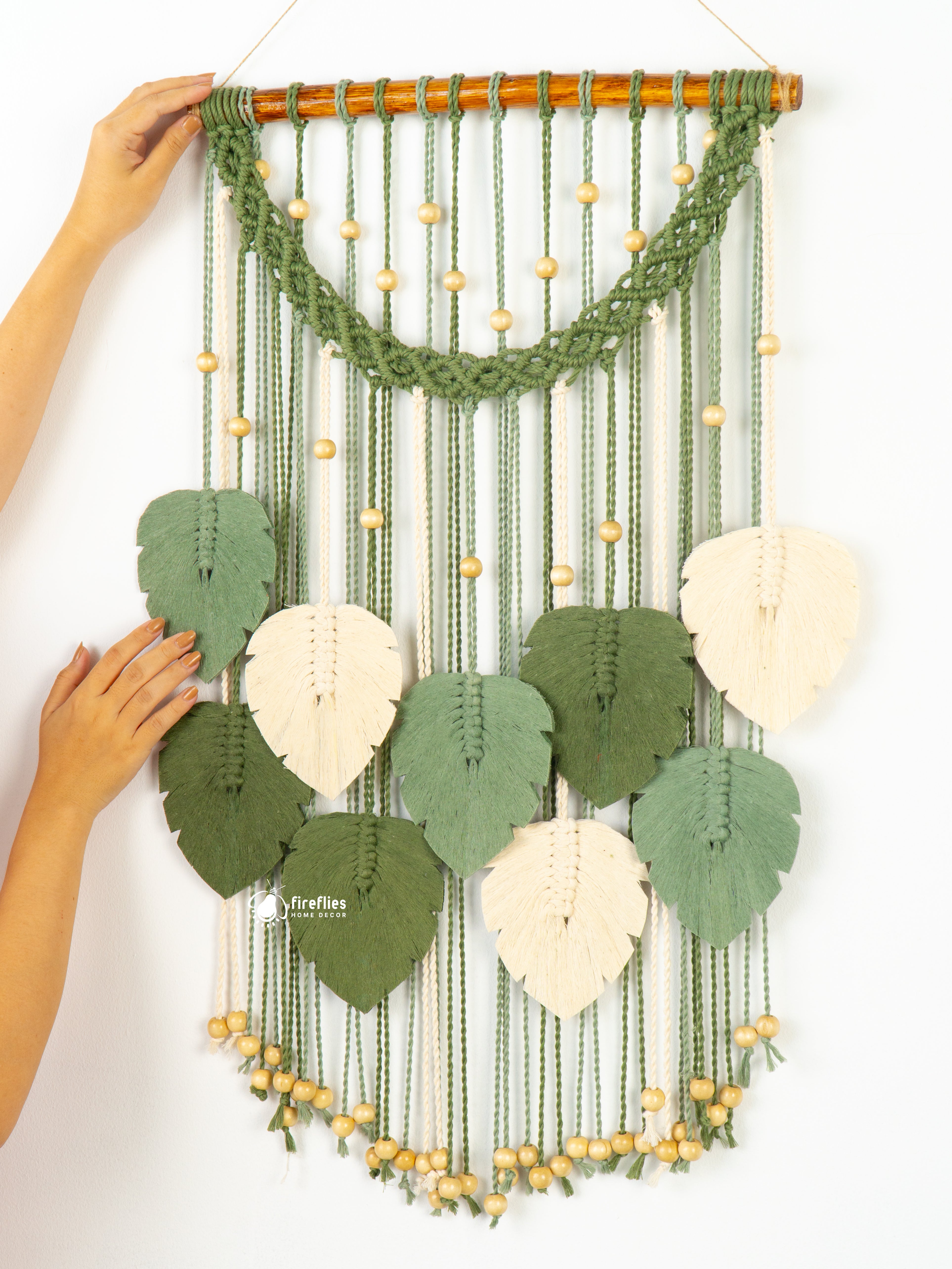 Natural macrame leaf, fits in boho or contemporary spaces      
