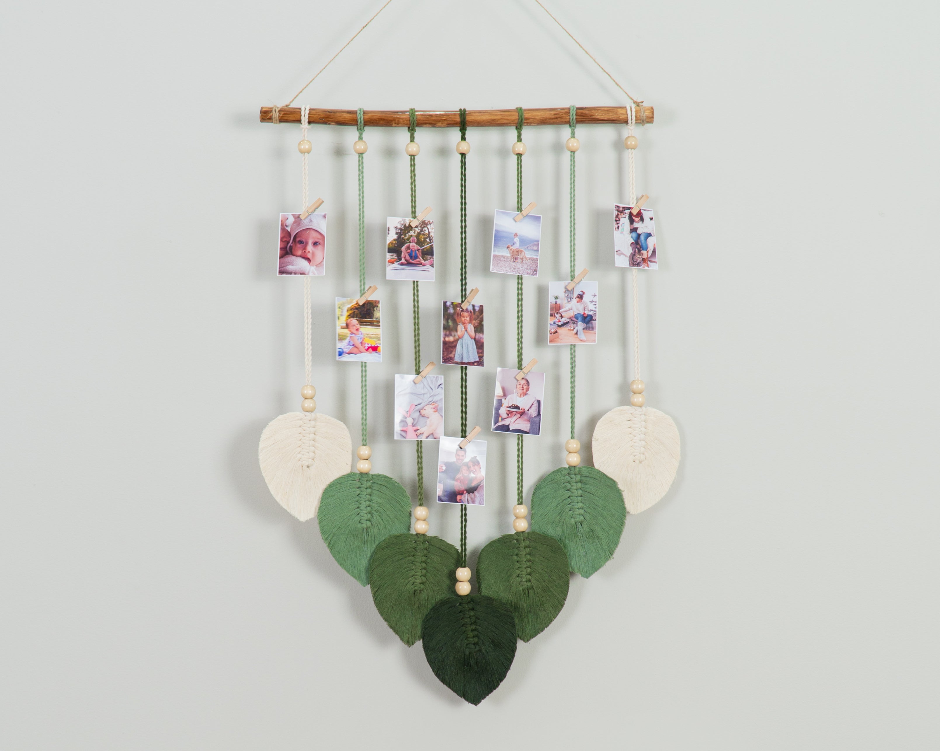 Macrame Leaf Wall Hanging Photo Display helps preserve memories with 