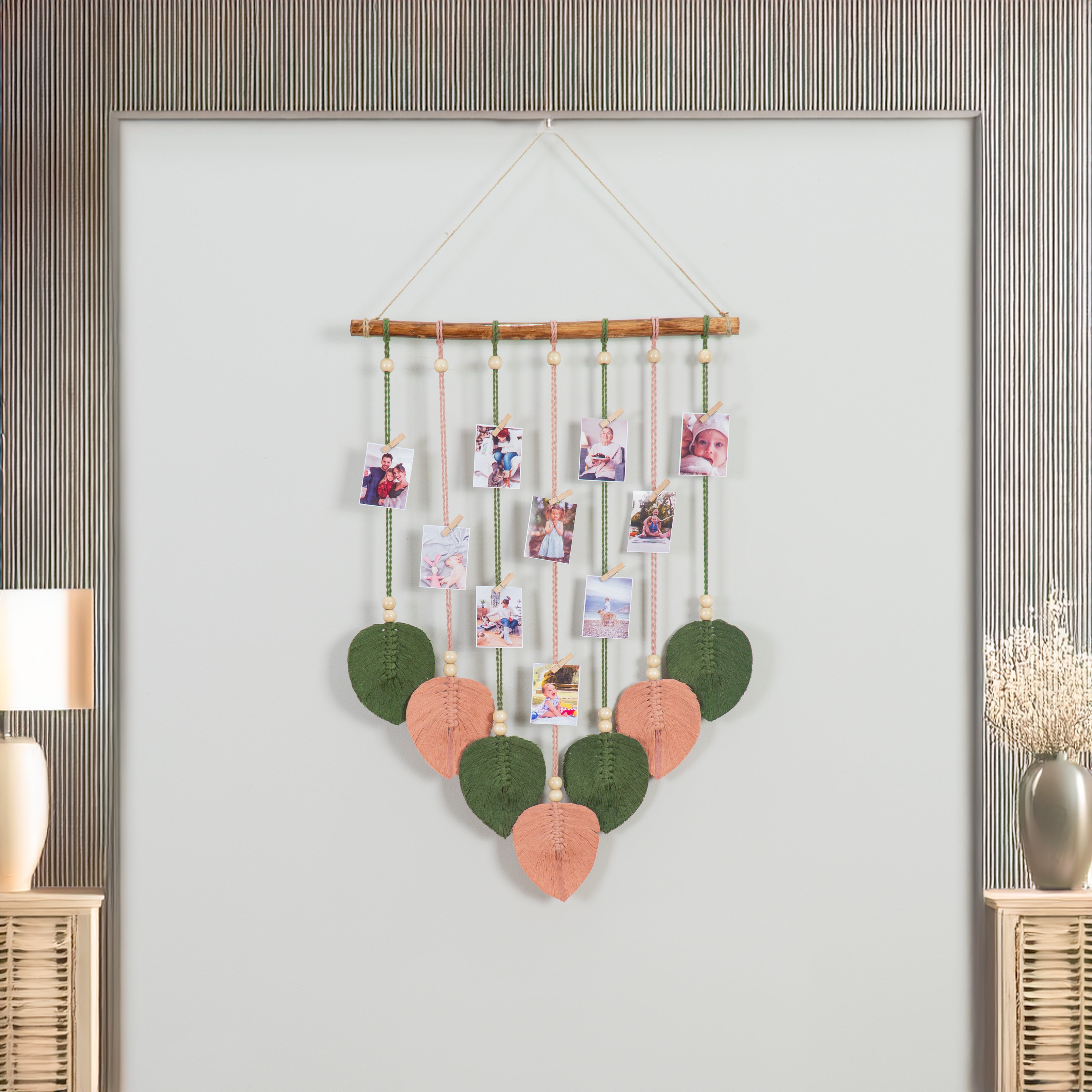 Macrame Leaf Cotton Wall Hanging Photo Display