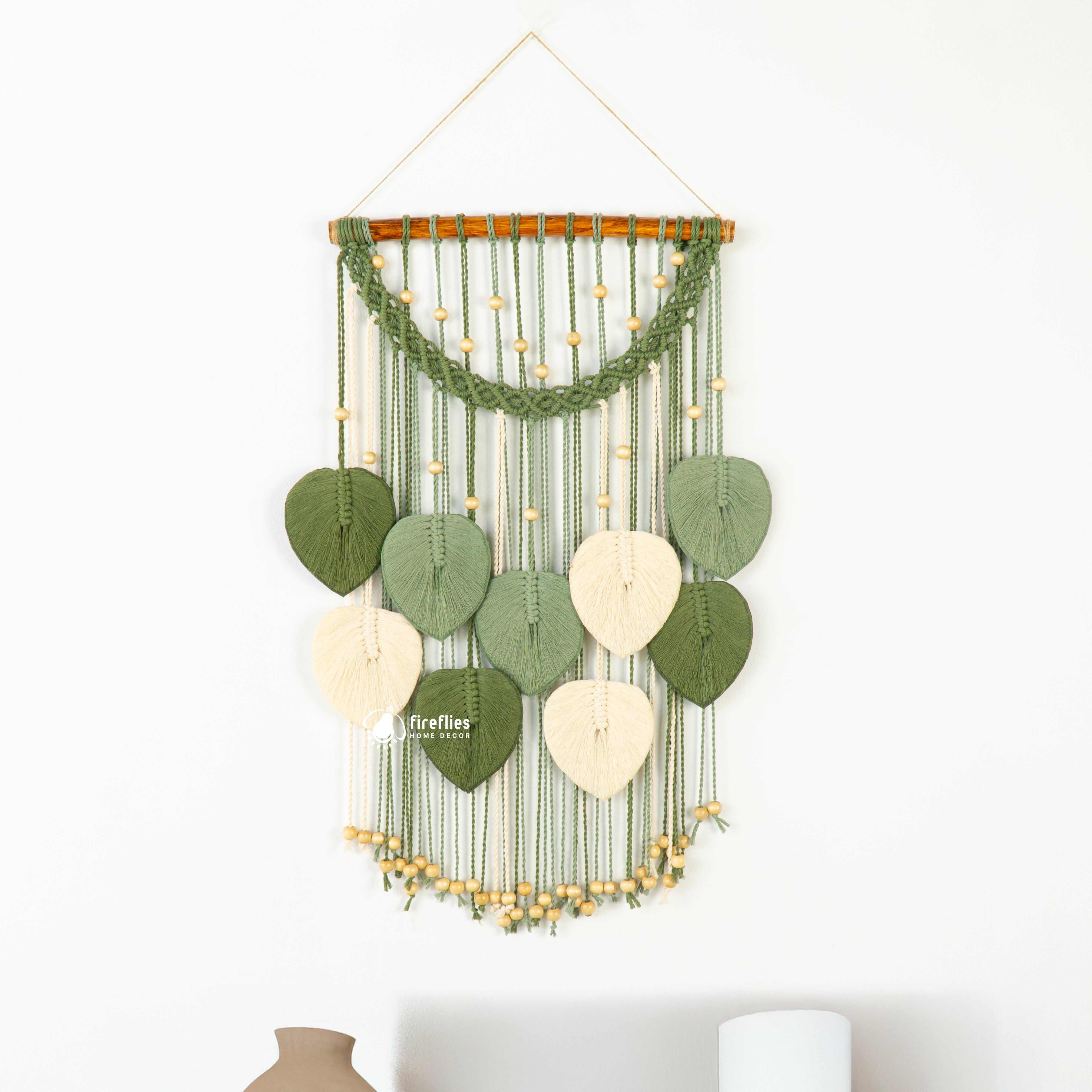 Boho macrame leaf hanging, ideal for simple or stylish homes     
