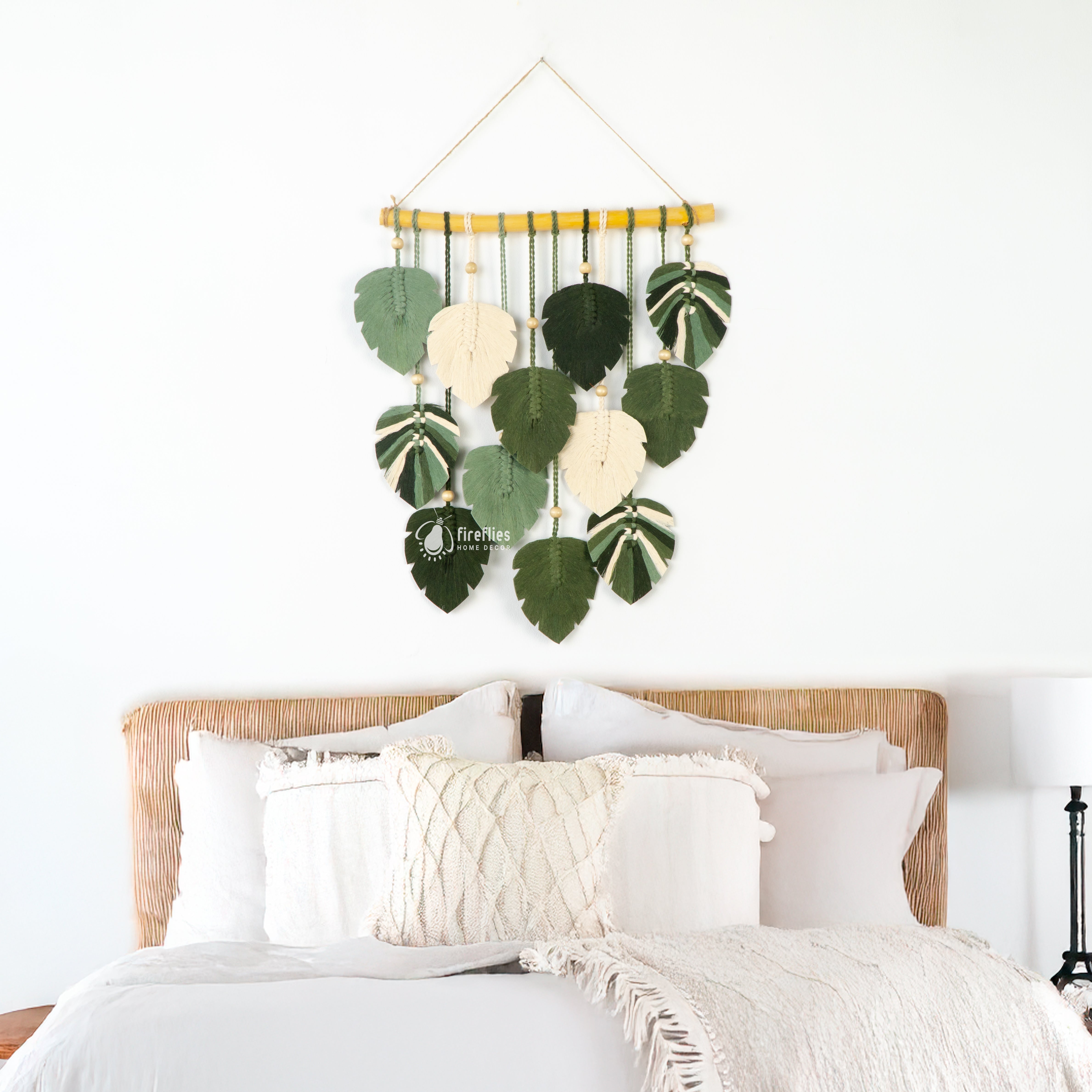 Macrame Leaf Cotton Wall Hanging in Sage Green