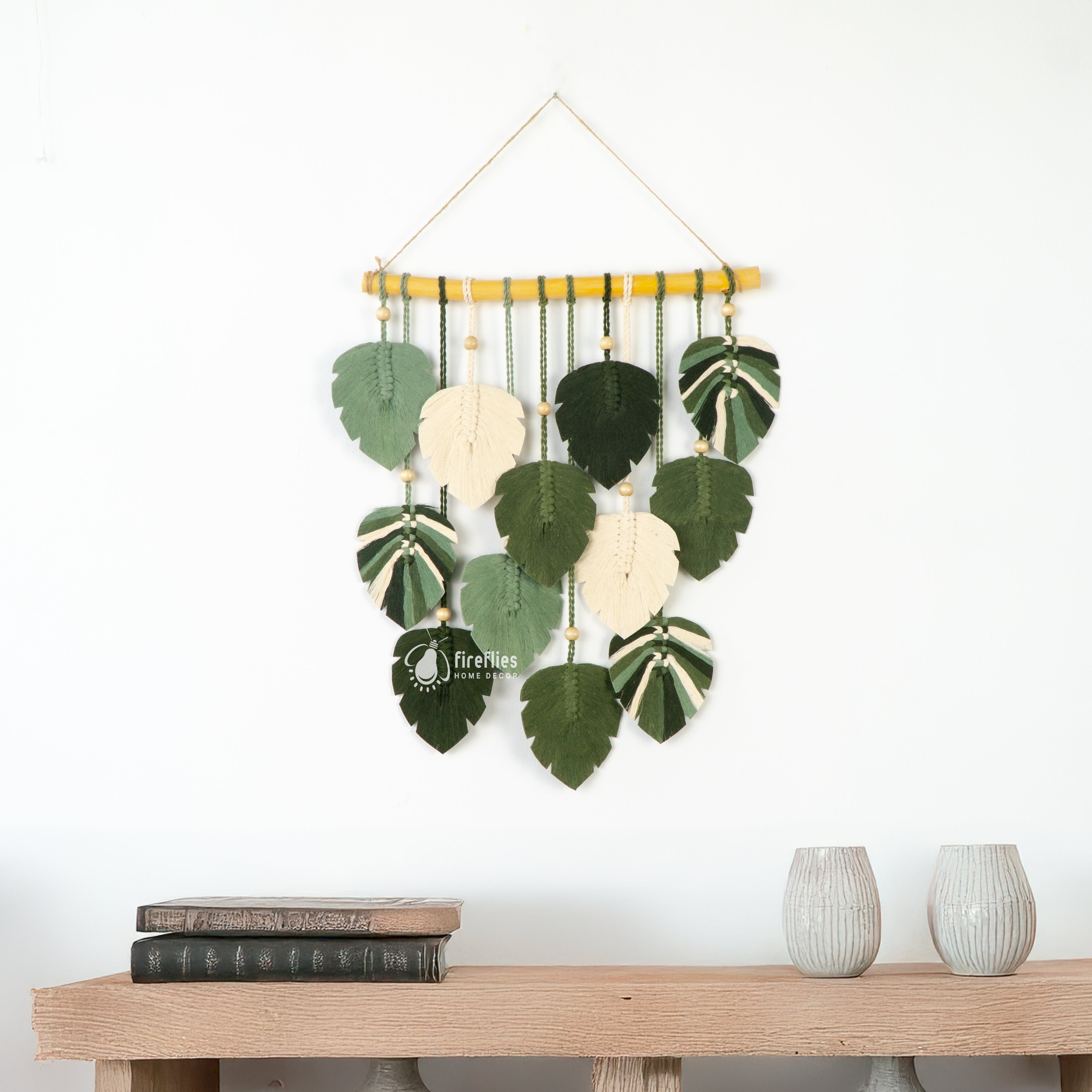    Handwoven macrame leaf, perfect for adding natural charm    
