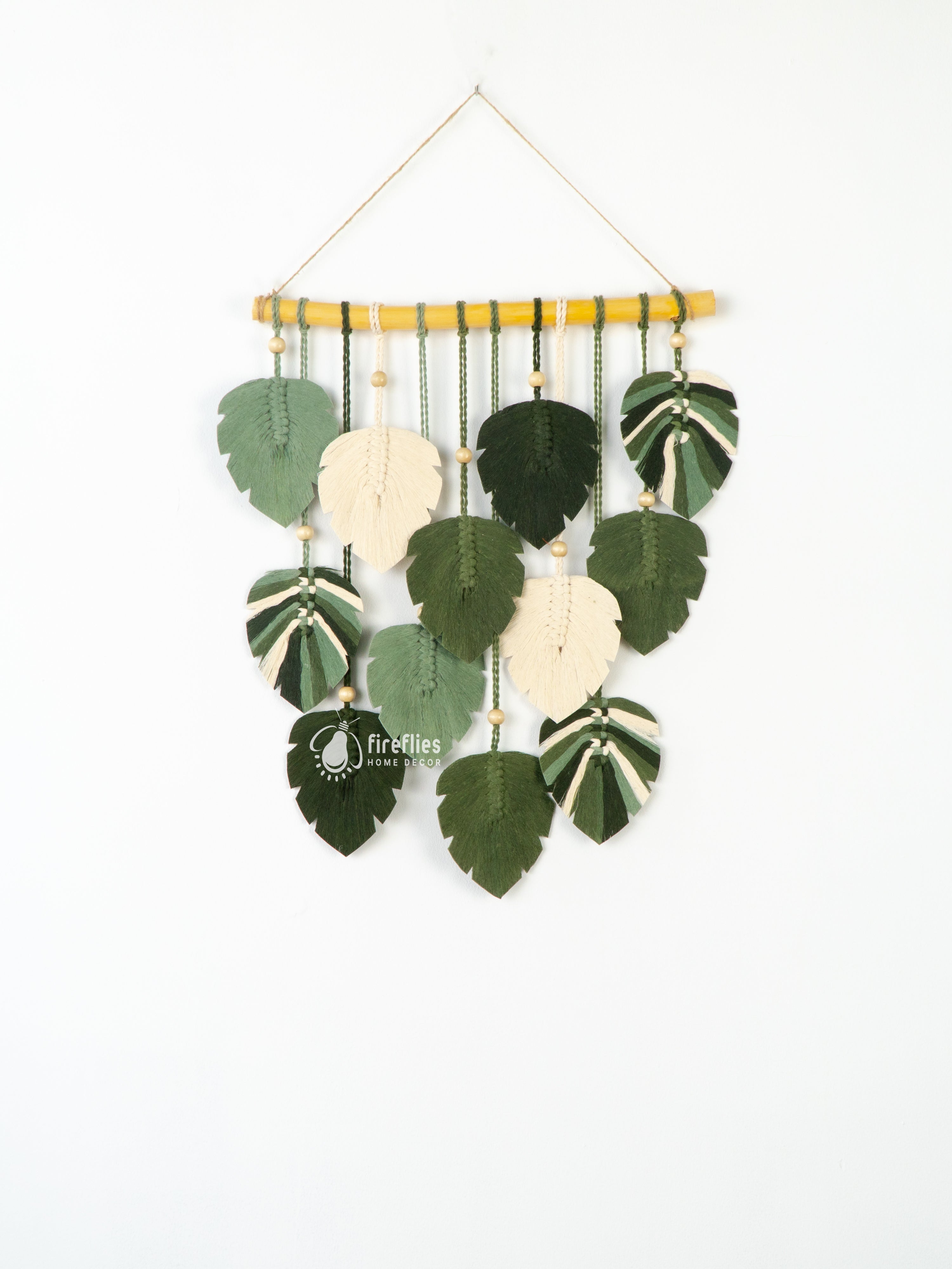    Handcrafted macrame leaf art, perfect for natural home accents     

