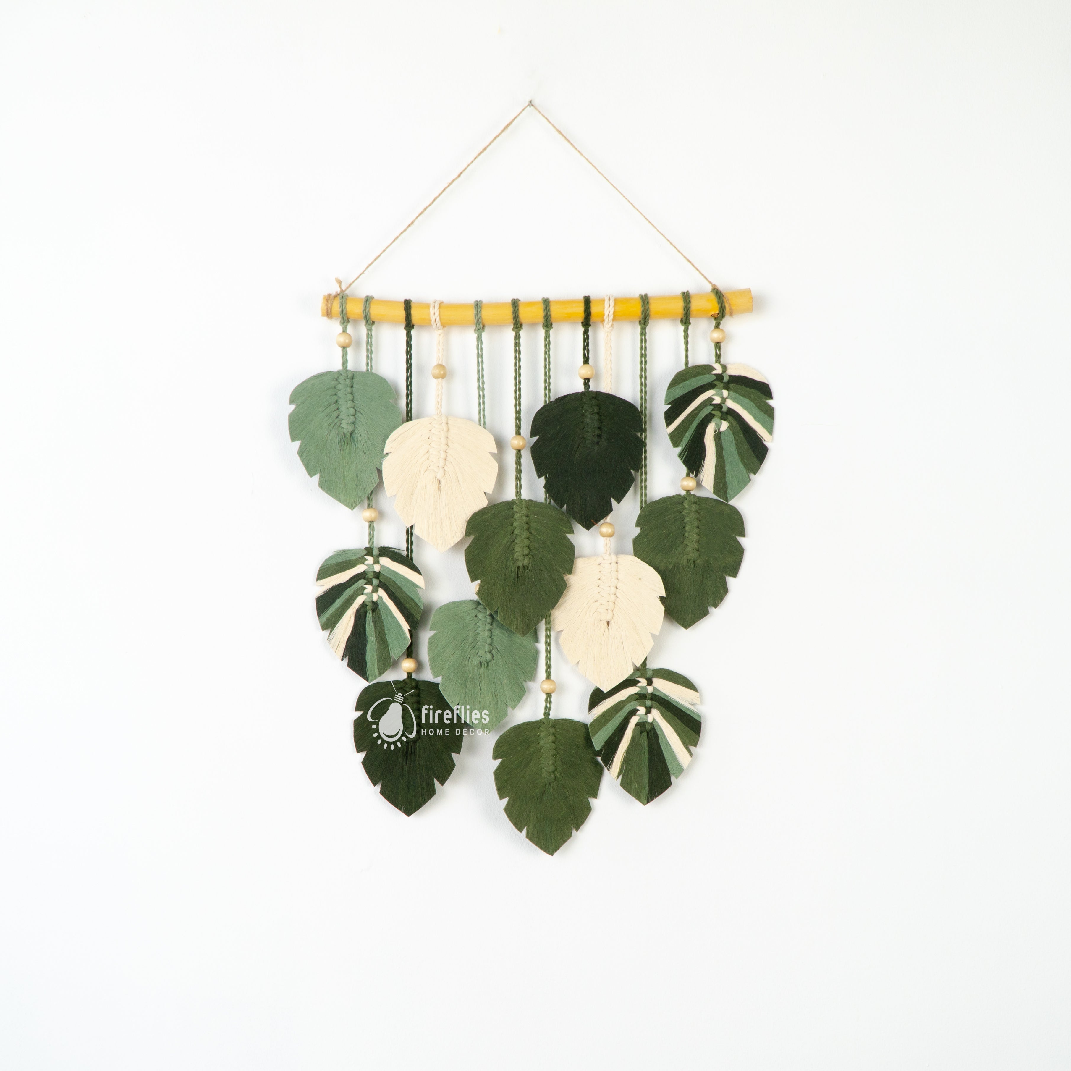 Macrame leaf wall hanging, great for cozy or stylish interiors    
